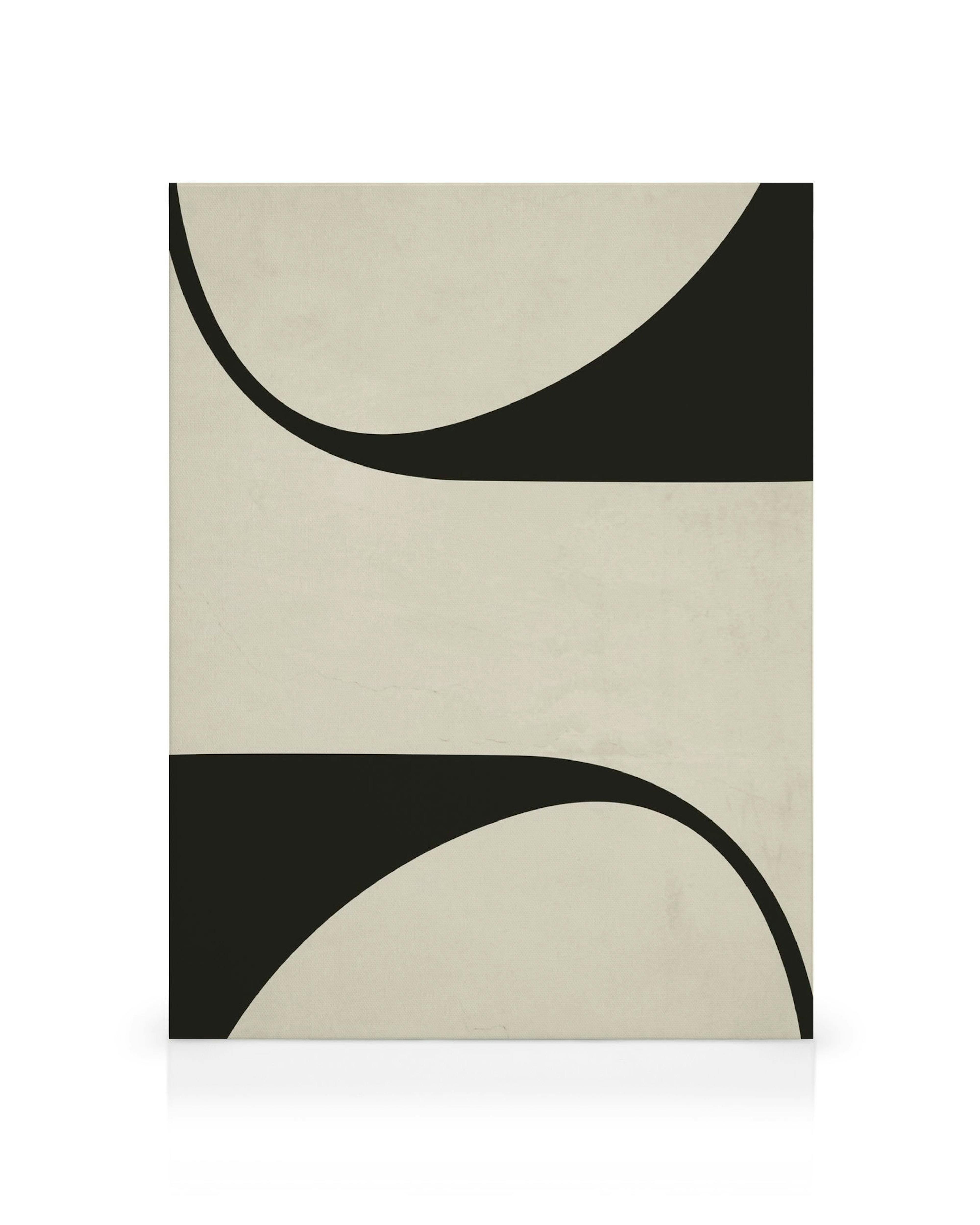 Μαύρες κυματιστές γραμμές σε μπεζ φόντο, μίνιμαλ γεωμετρική σύνθεση σε καμβά.