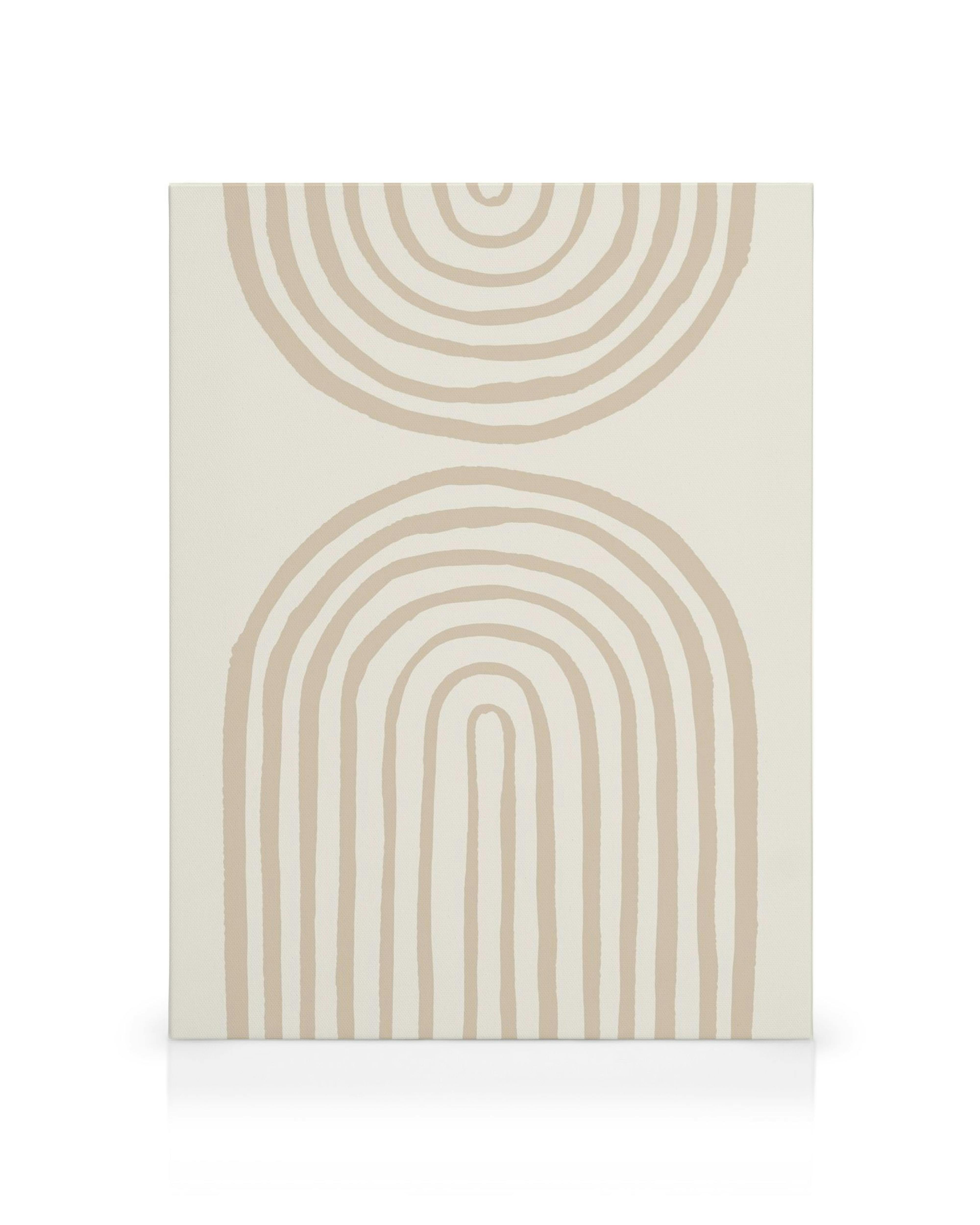 Canvas print with two brown concentric circles on a beige background, featuring thick, evenly spaced lines.