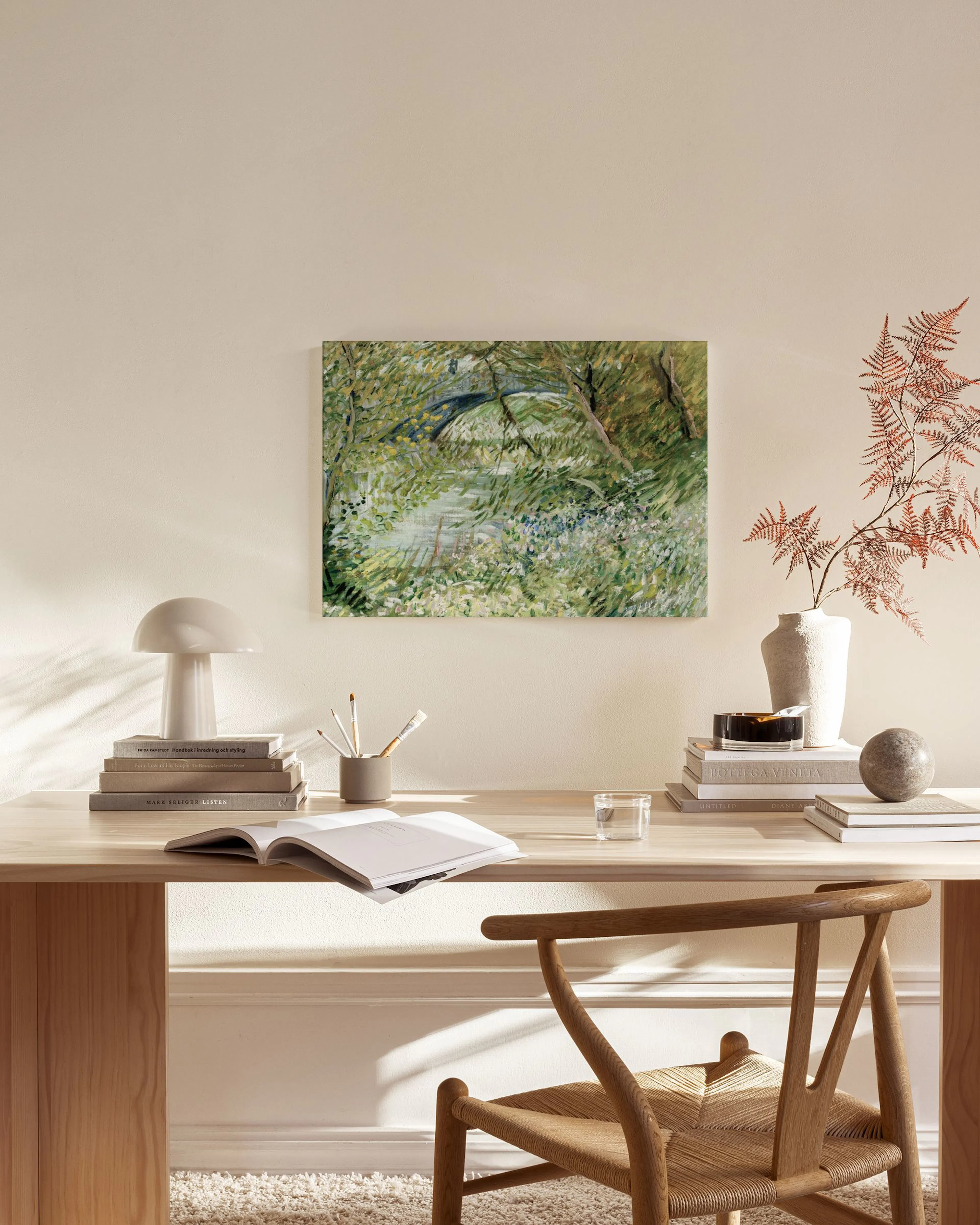 Tranh Thiên Nhiên Van Gogh - River Bank in Springtime Landscape Canvas print