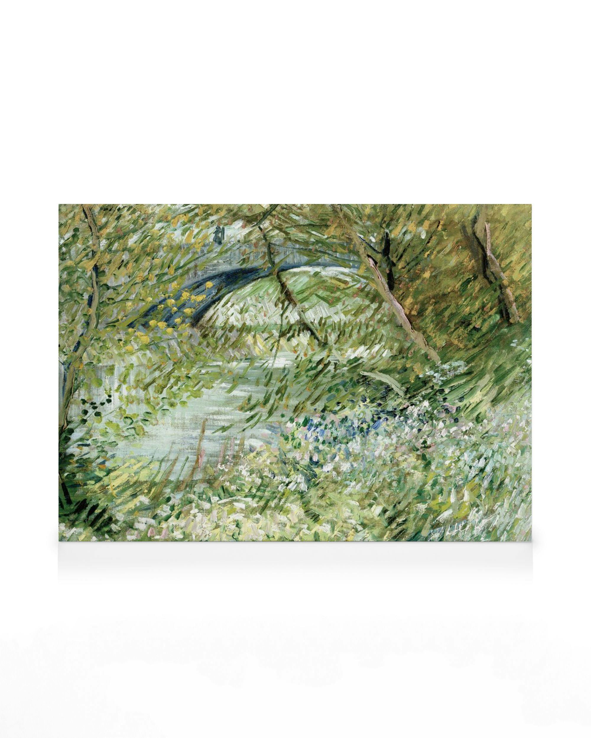 Canvas Prints Van Gogh - River Bank in Springtime Landscape Canvas print (30x40 cm - Oak Frame)