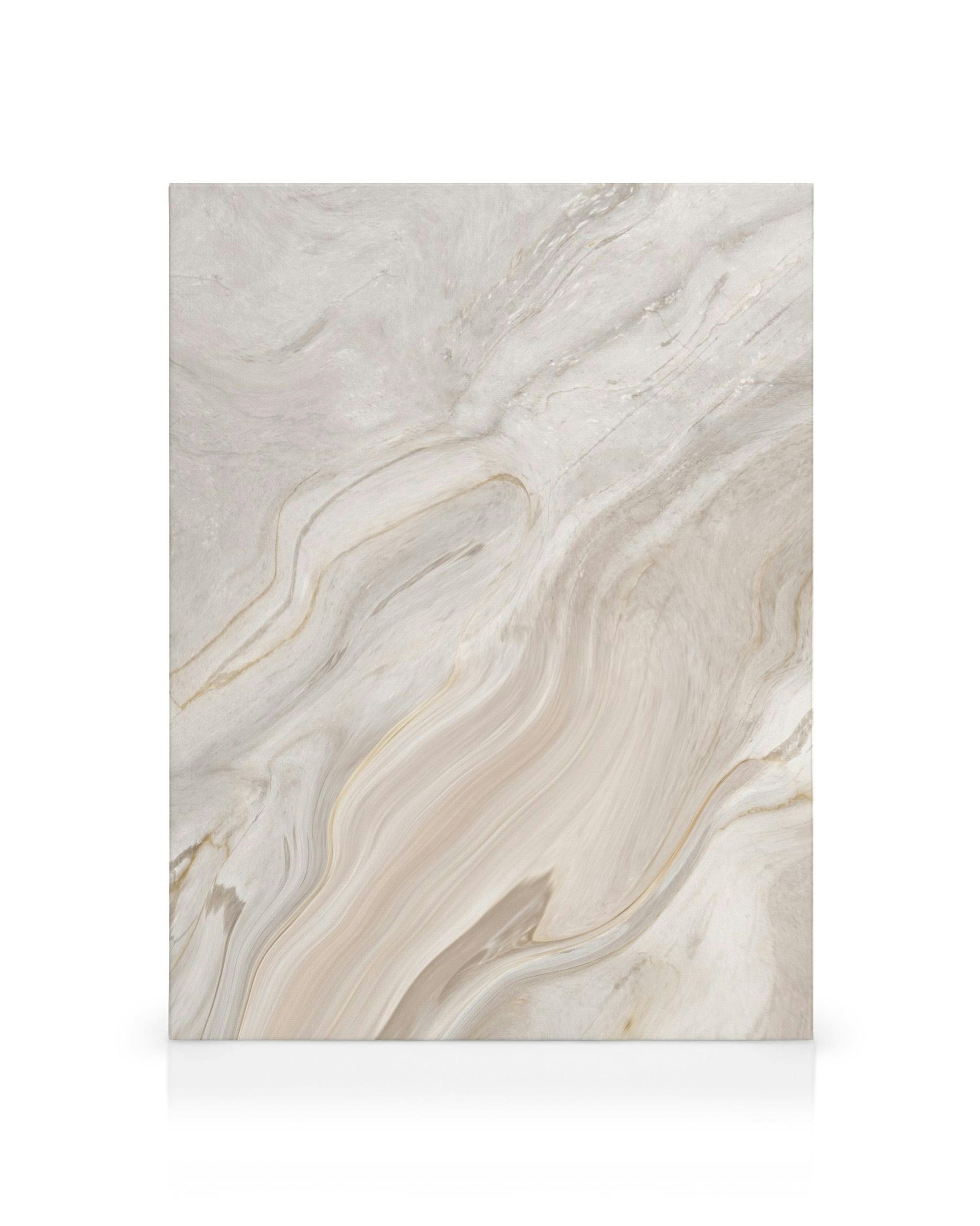 Abstract marble canvas print with elegant wavy lines in white, beige, and brown, a natural pattern canvas print.