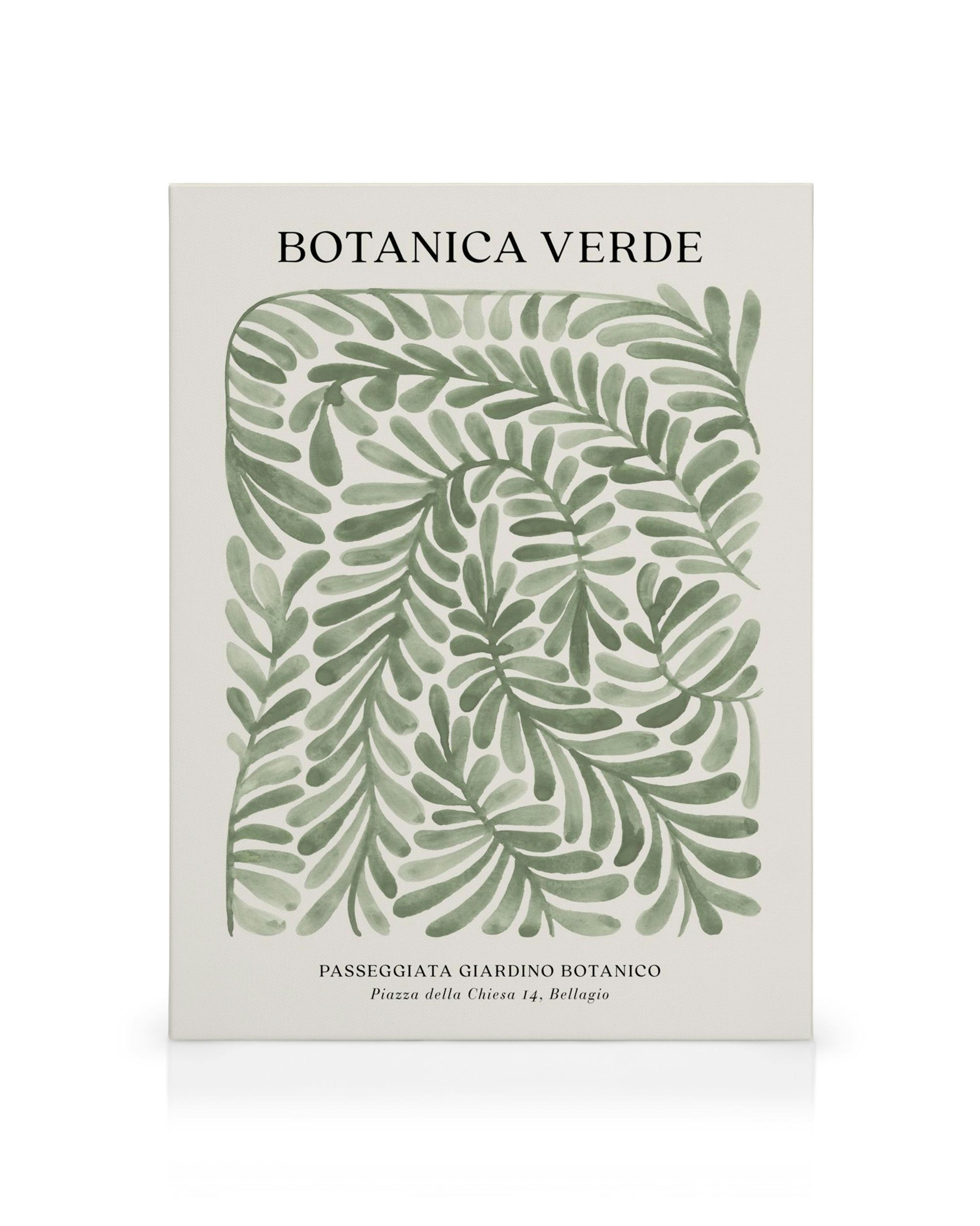 Toile à motif de feuilles vertes courbées sur fond beige, ambiance jardin botanique apaisant