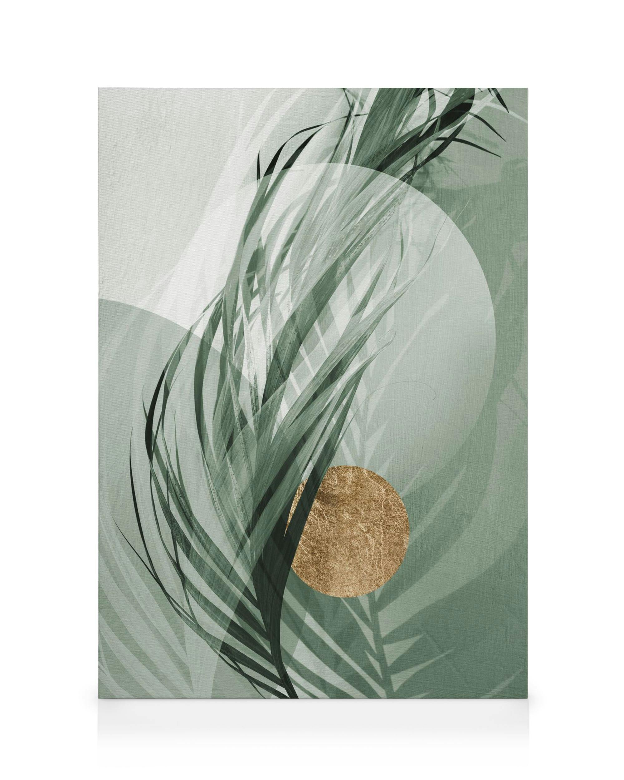 Canvas Prints Graphic Palm Leaf No1 Canvas print (50x70 cm - Dark Oak Frame)
