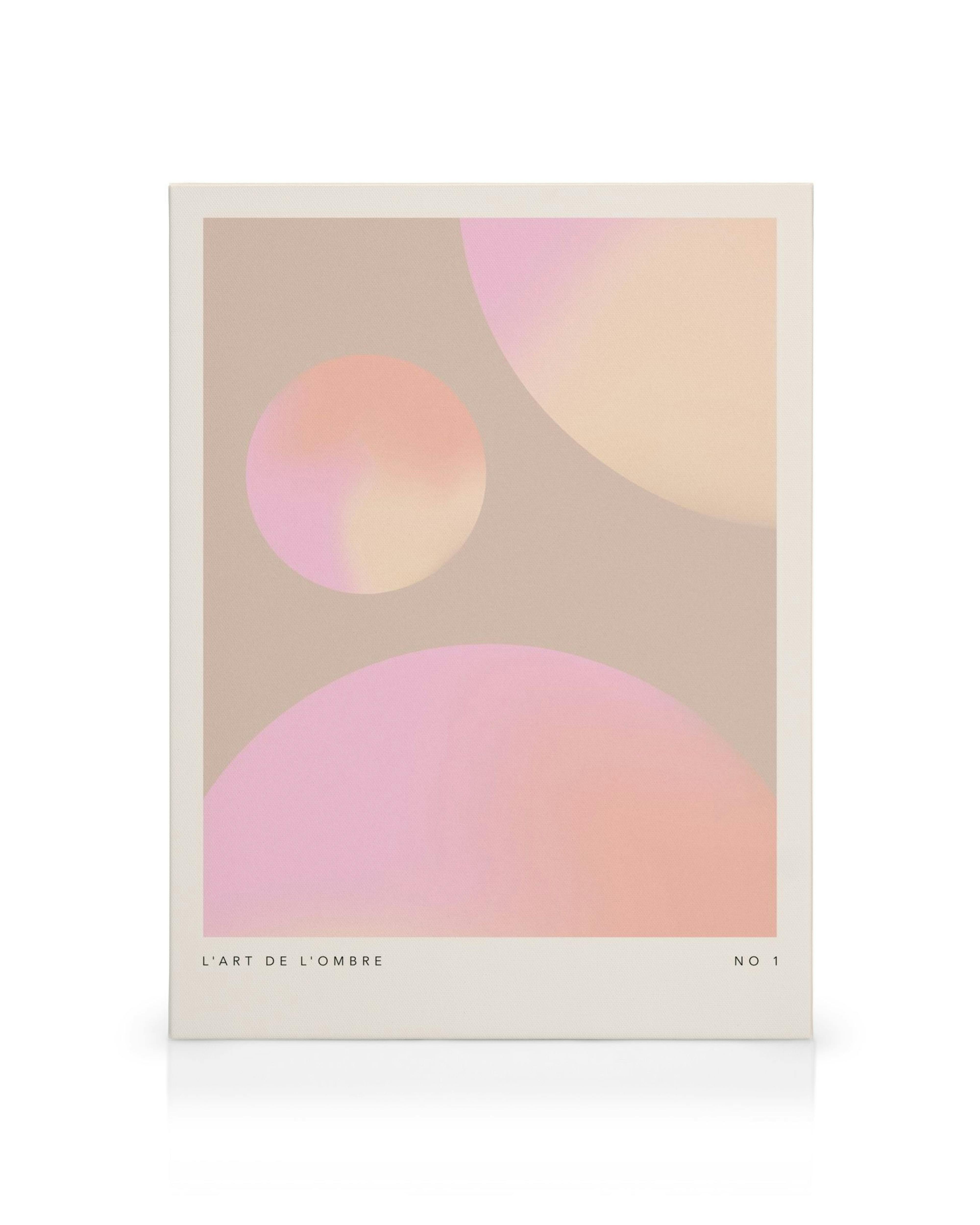 Obraz na plátně LArt de lOmbre No1 s jemnými pastelovými tóny, růžovými a oranžovými kruhovými tvary na béžovém pozadí.