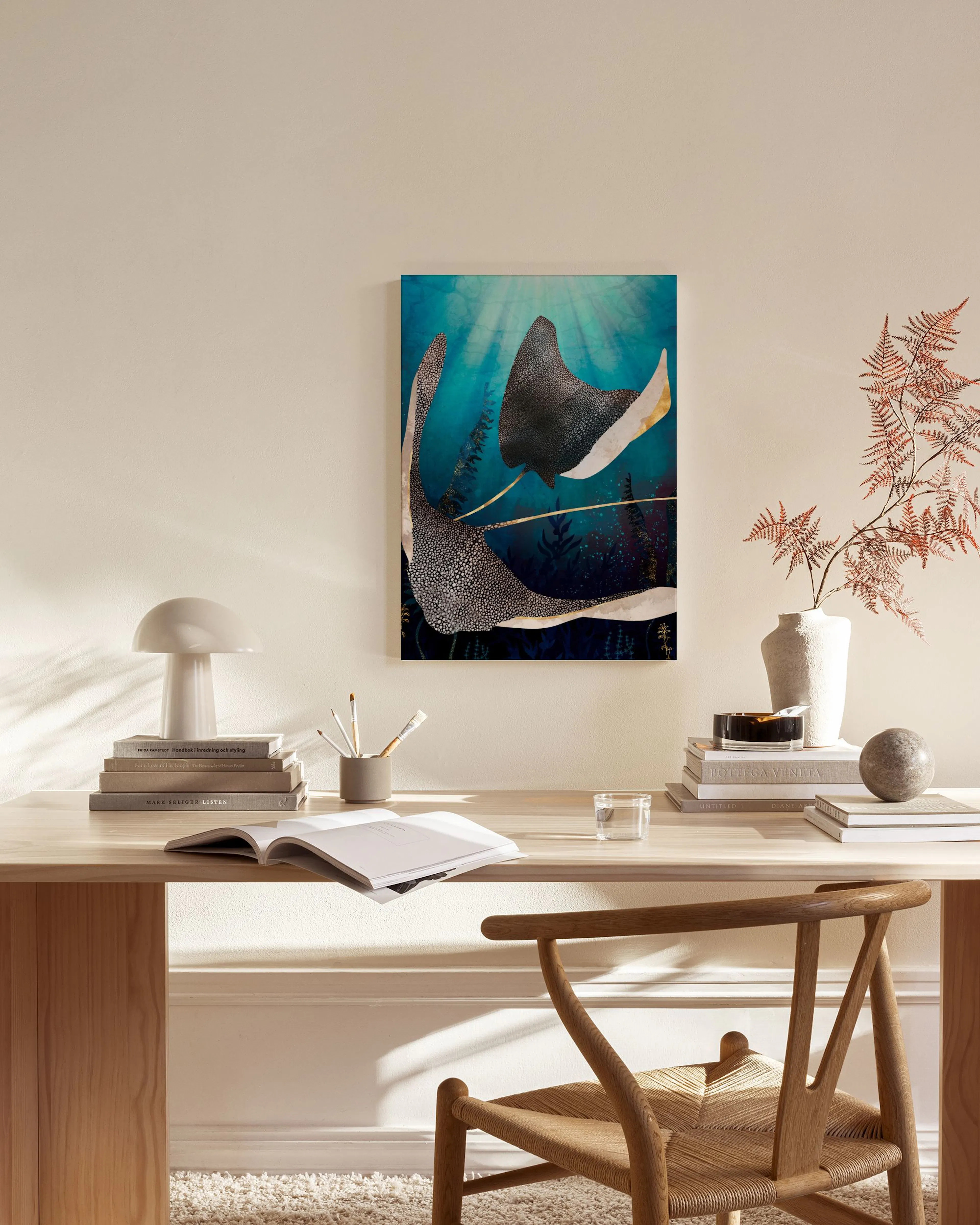 Tranh Illustrations SpaceFrog Designs - Metallic Stingray Canvas print