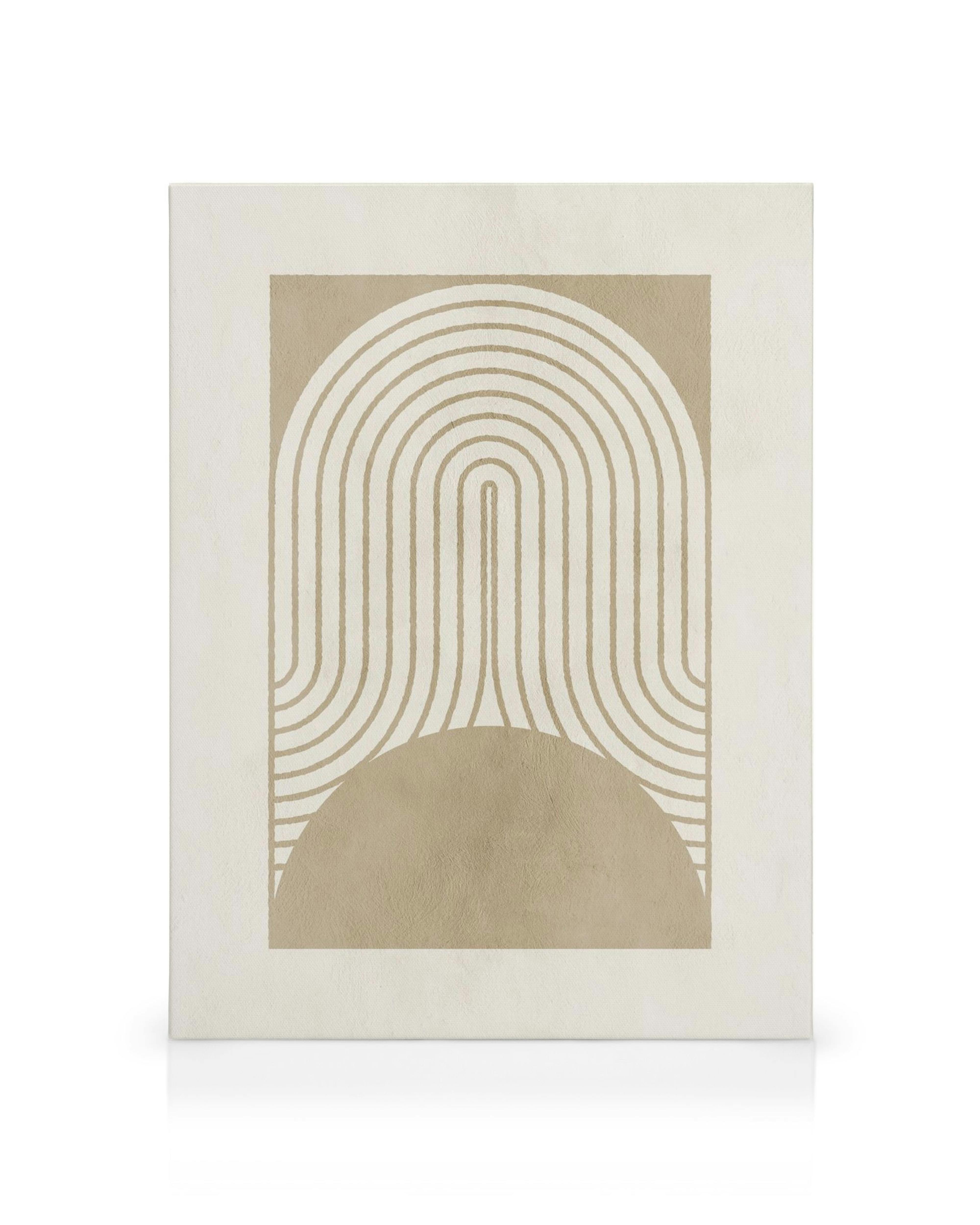 Plátno s béžovým oblúkovým geometrickým vzorom, moderný grafický štýl.