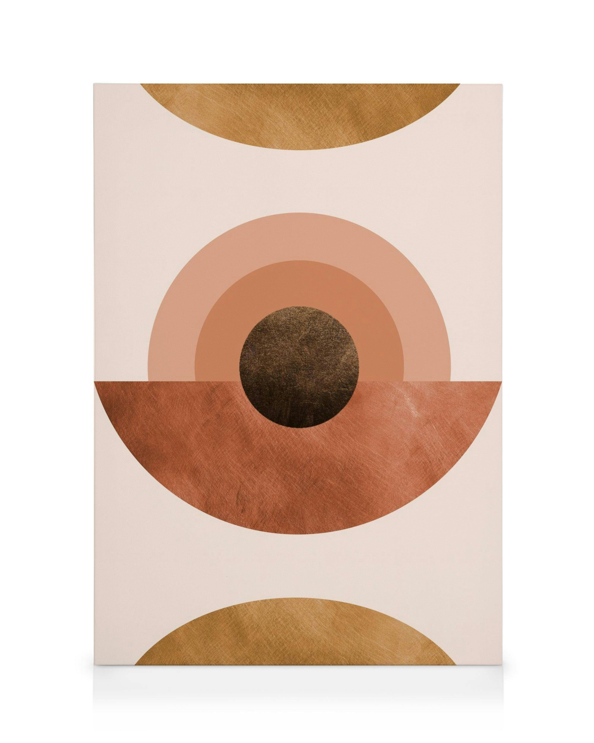 Abstract Terracotta Canvas print with terracotta, blush, and gold geometric shapes
