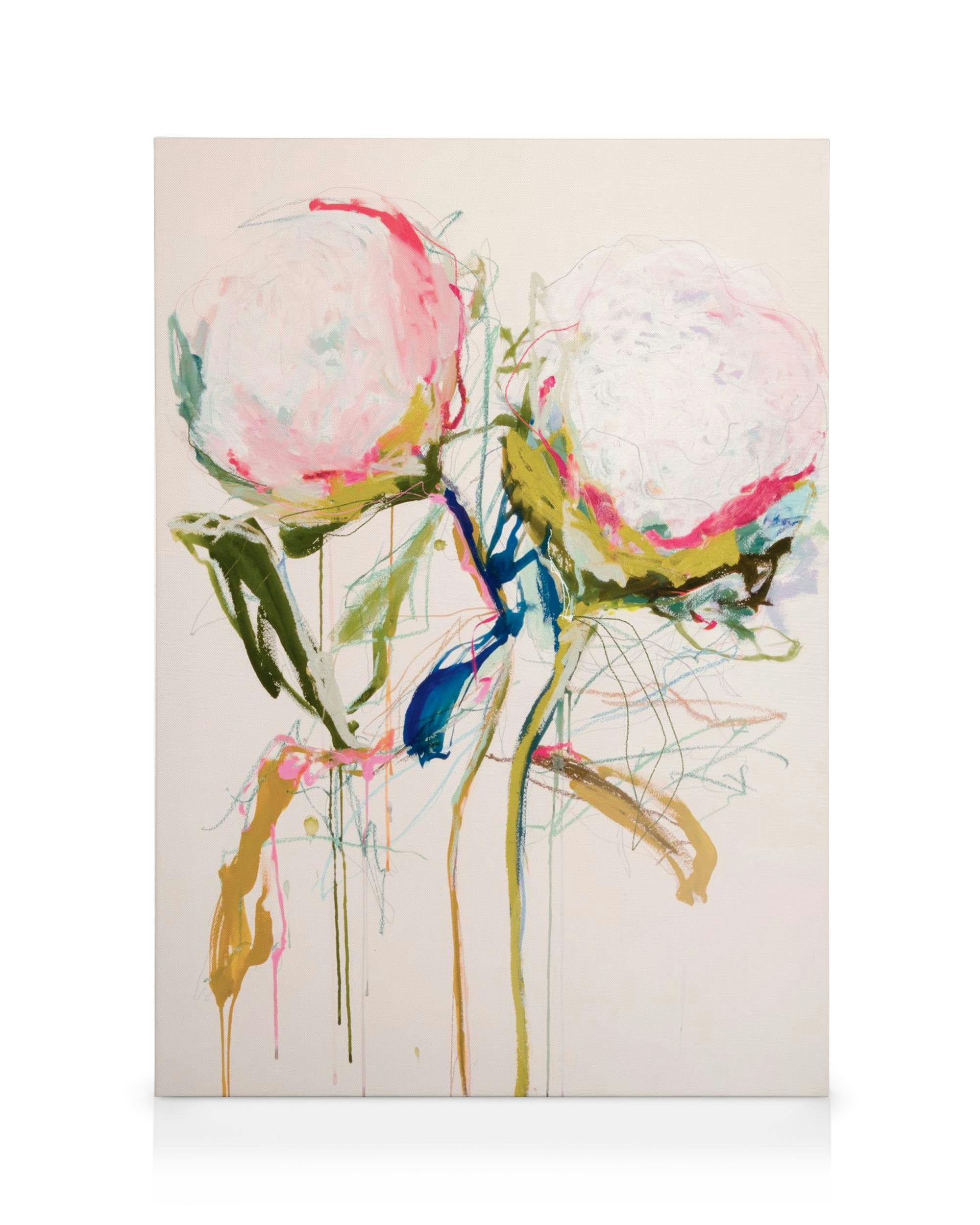 Canvas Prints Leigh Viner - Artsy Peonies No1 Canvas print (100x140 cm - Black Frame)
