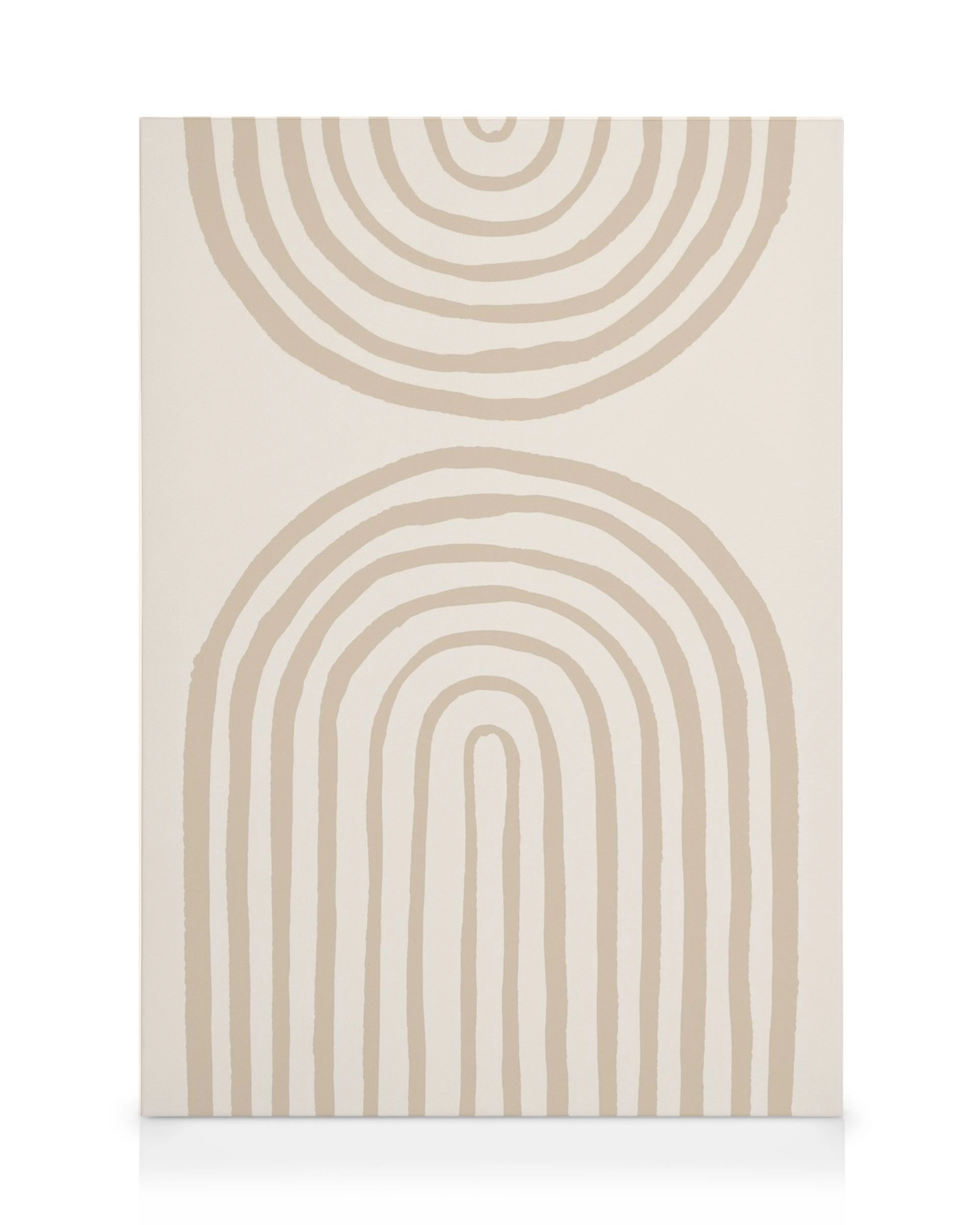 Canvastavla med abstrakta bågar i beige och vitt, handmålad look.
