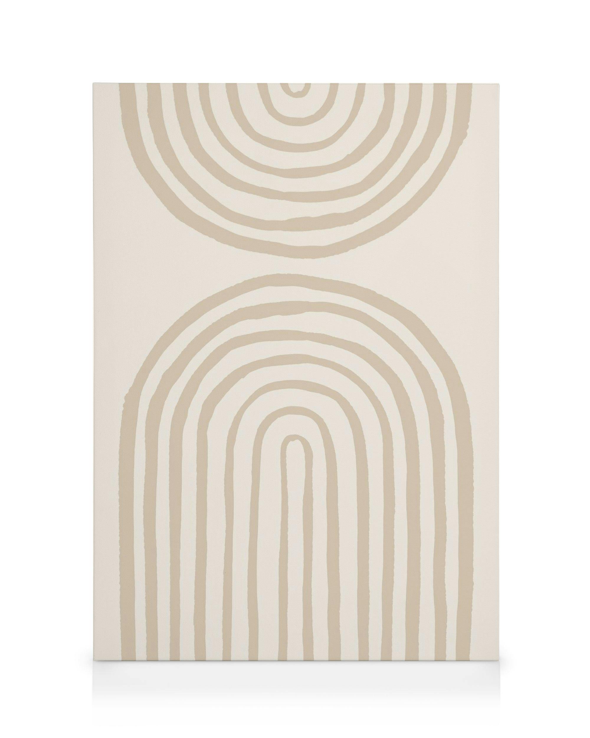 Graphic illustration canvas print with painted beige arches on a light beige background, modern art.