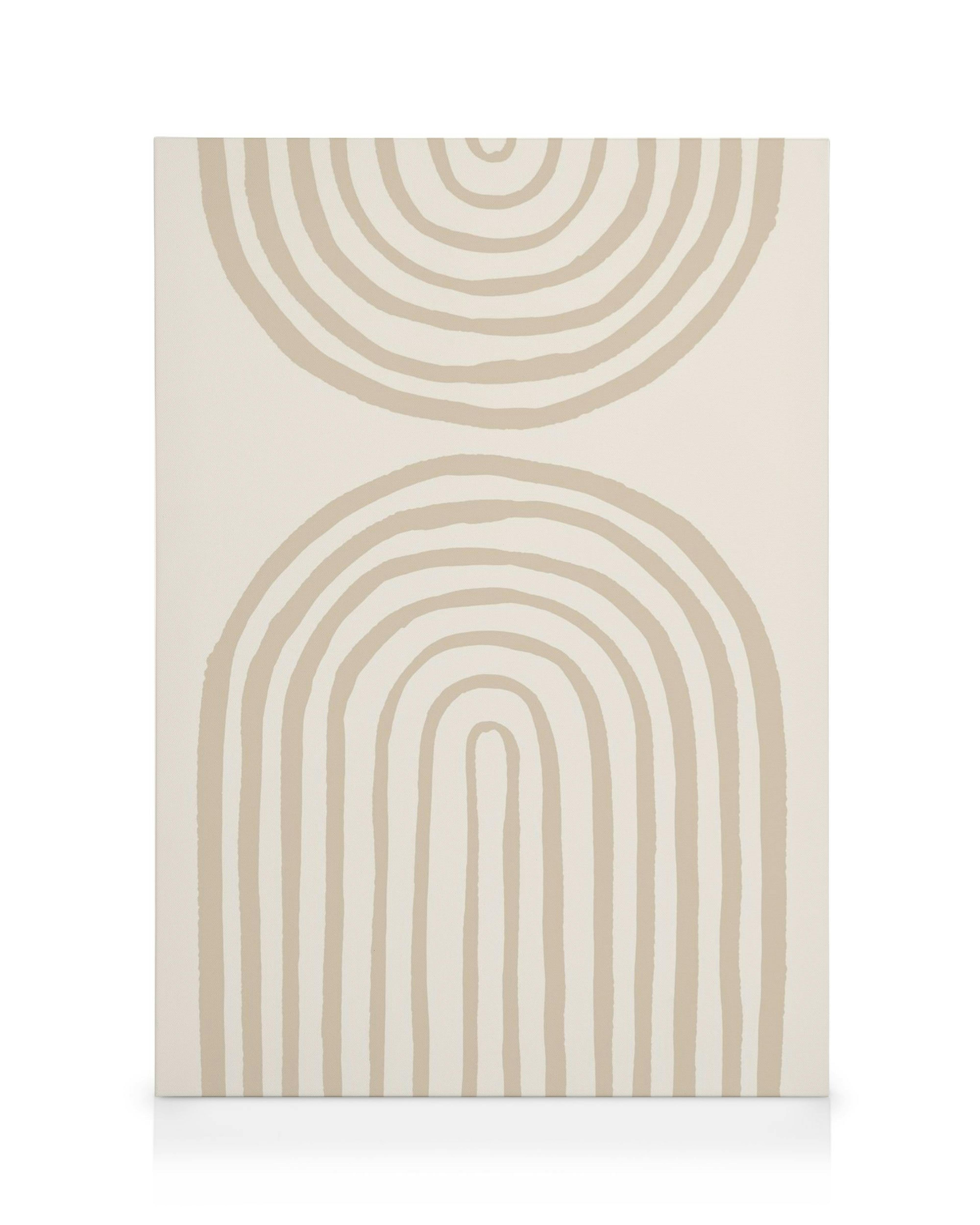 Graphic illustration canvas print with painted beige arches on a light beige background, modern art.