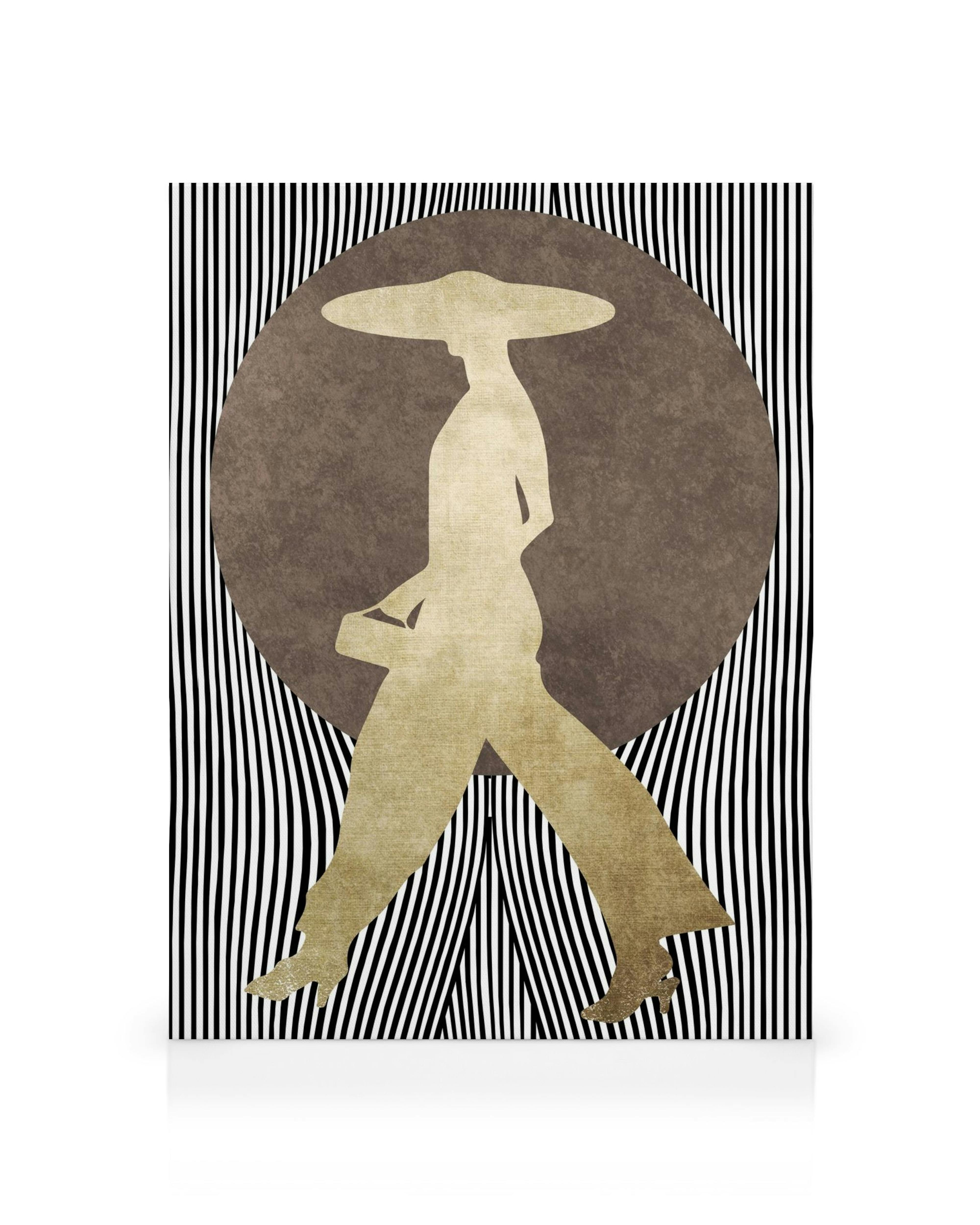 Toile La Madame Noir, tableau noir et blanc moderne avec figure et typographie abstraite