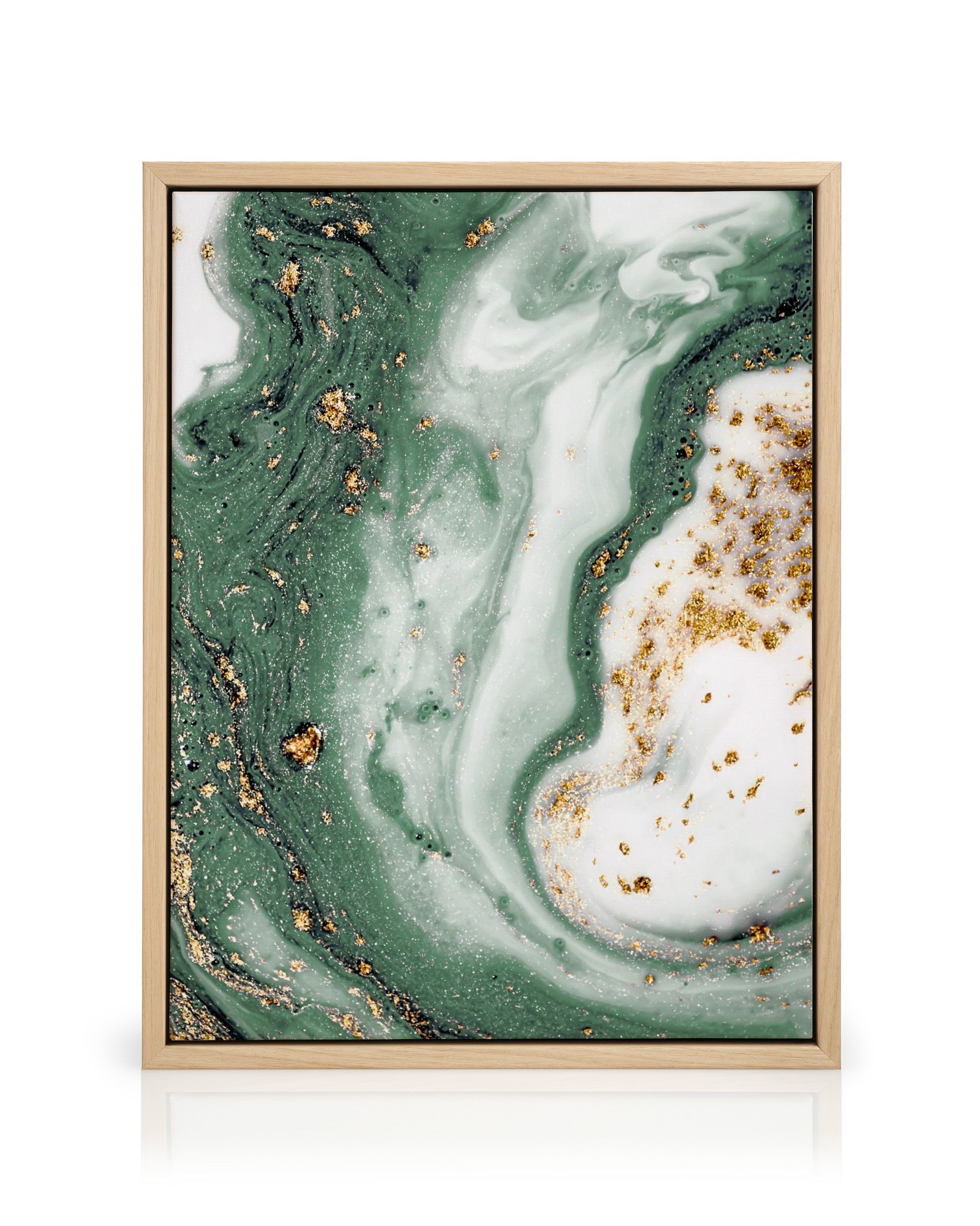 Green and Gold Swirl Canvas Print – Elegant Marble Wall Art | Desenio