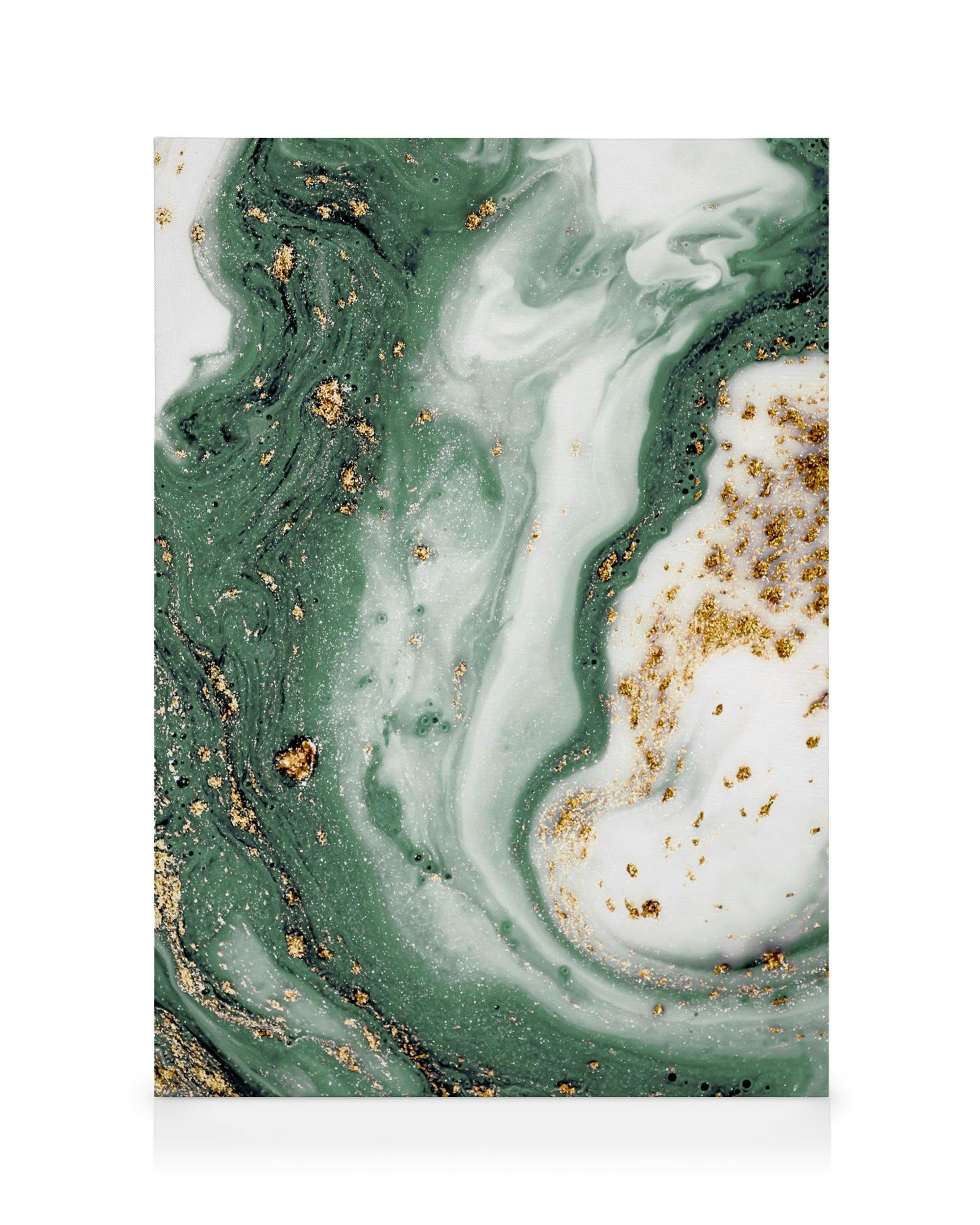 Canvas Prints Green and Gold Swirl Canvas print (30x40 cm - Black Frame)