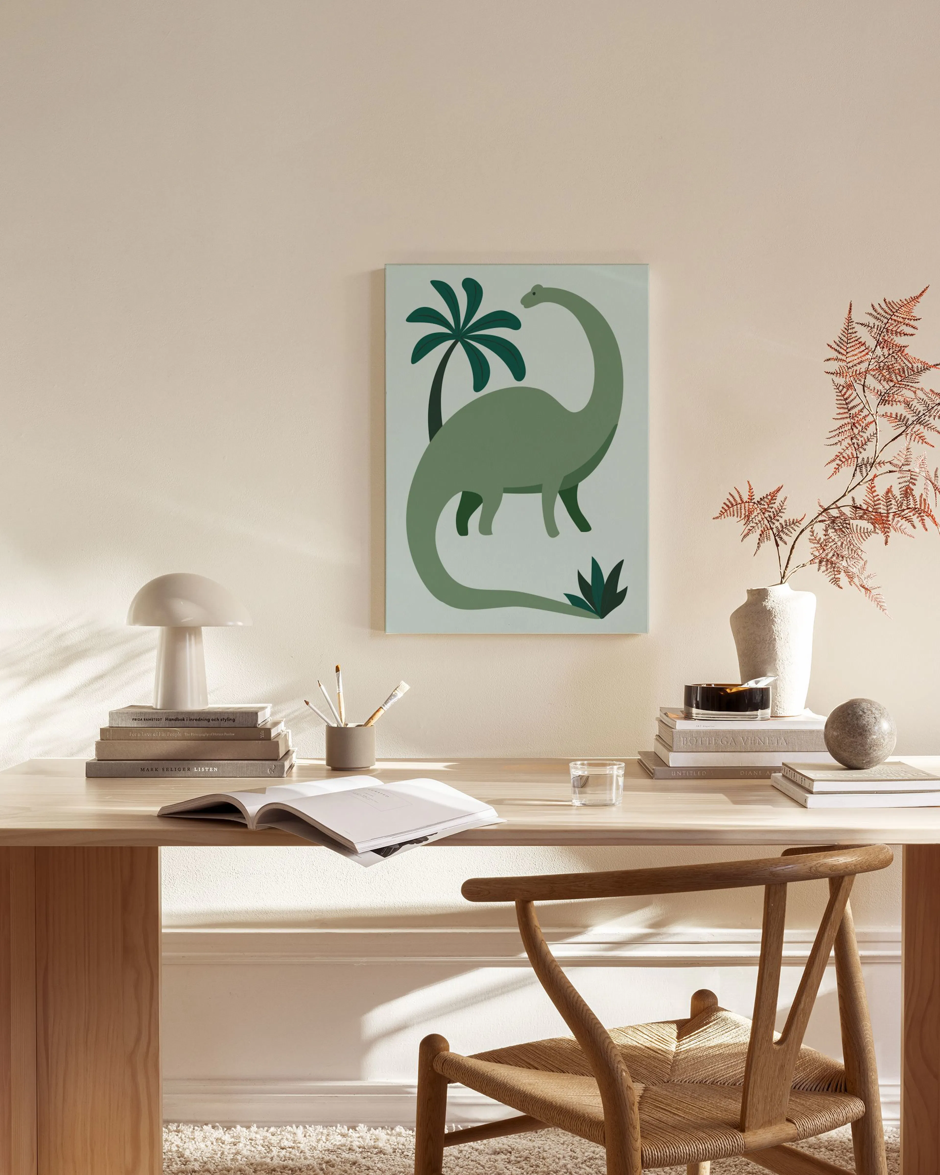Tranh Illustrations Green Dinosaur Canvas print