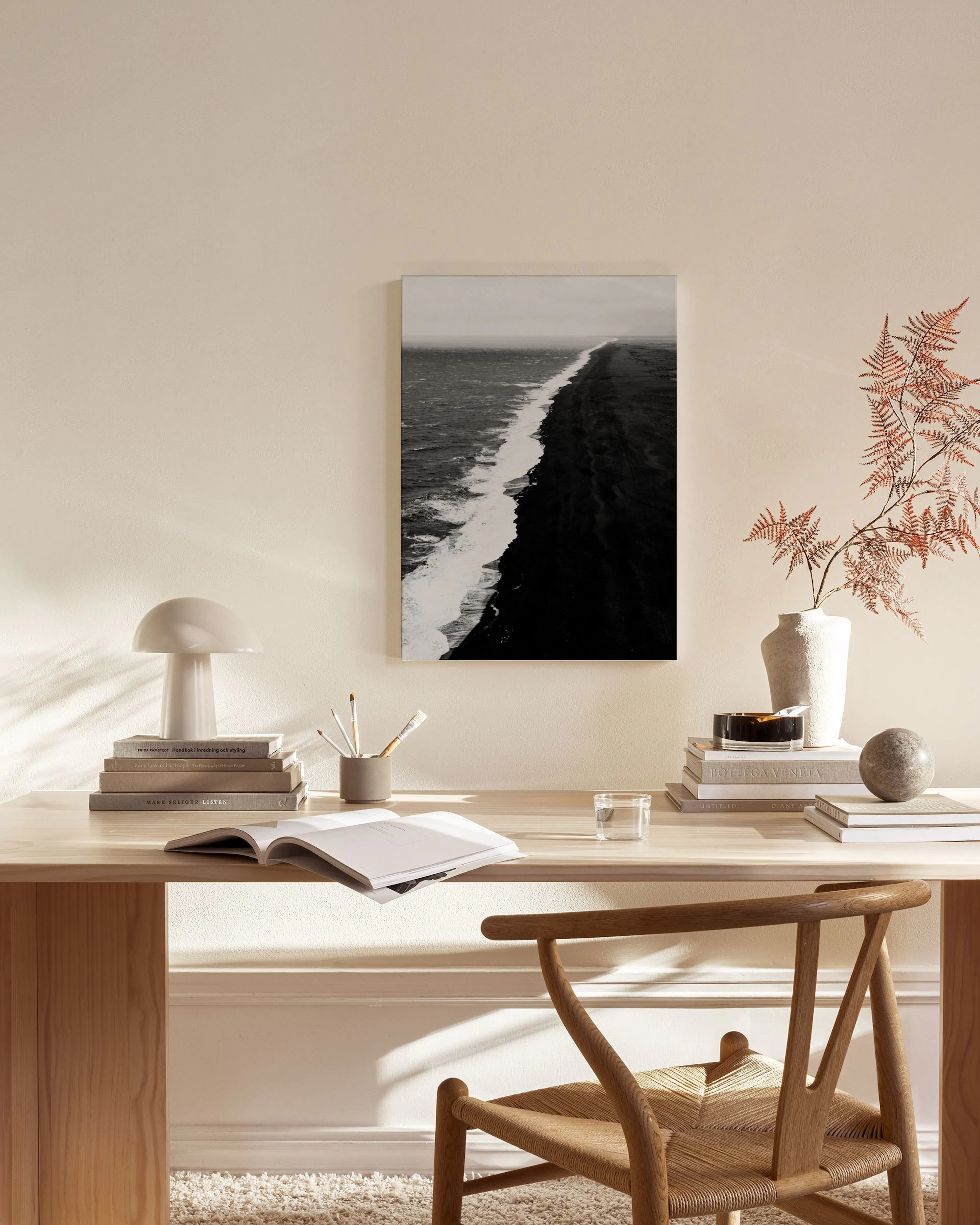 Tranh Thiên Nhiên Black Beach Aerial Canvas print
