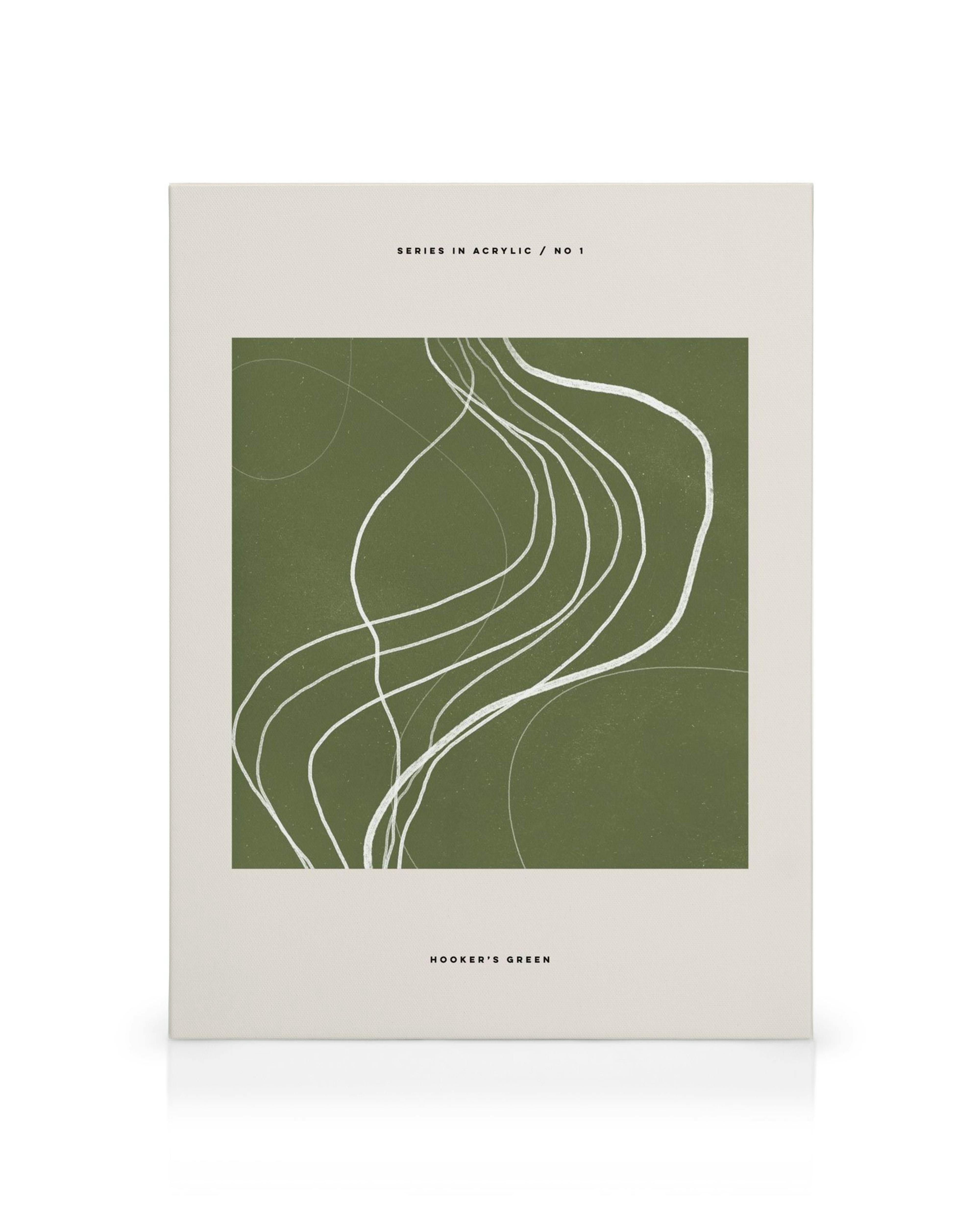 Hooker’s Green Leinwandbild: abstraktes Muster aus weißen Linien auf dunkelgrünem Hintergrund