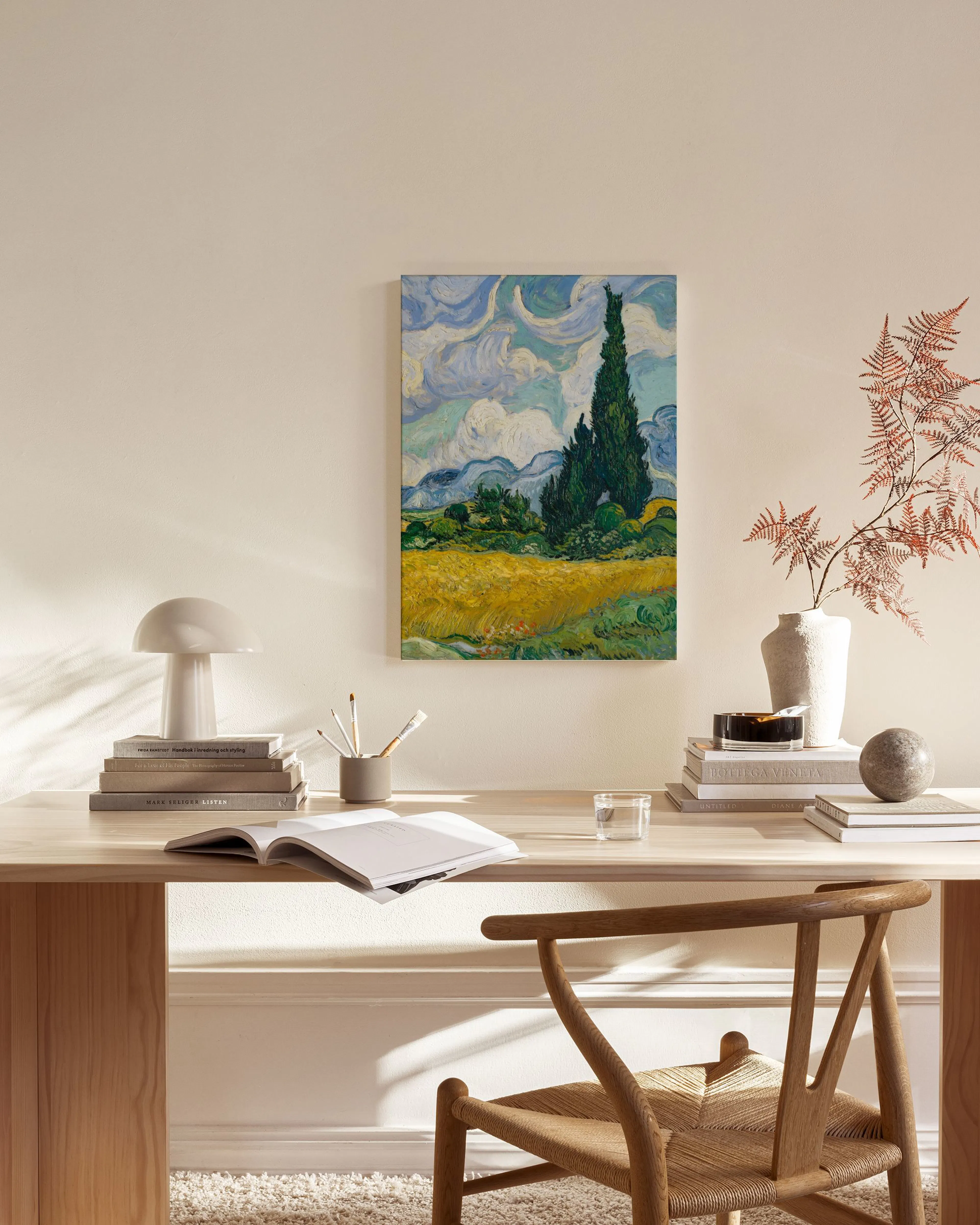 Tranh Thiên Nhiên Van Gogh - Wheat Field with Cypresses Canvas print
