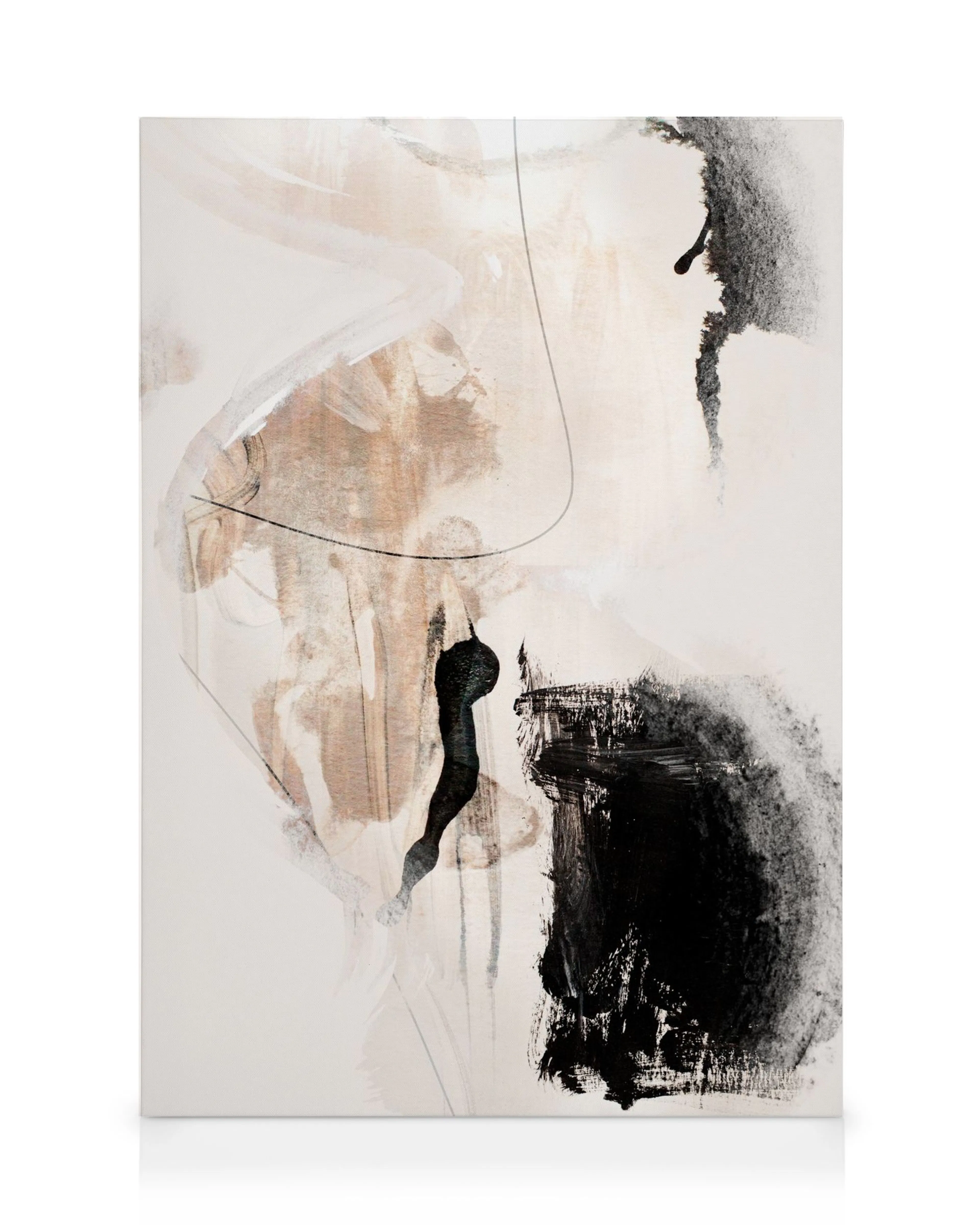 Abstract Terrain No1 canvas print with black, brown, and white brushstrokes and smudges for unique wall art.