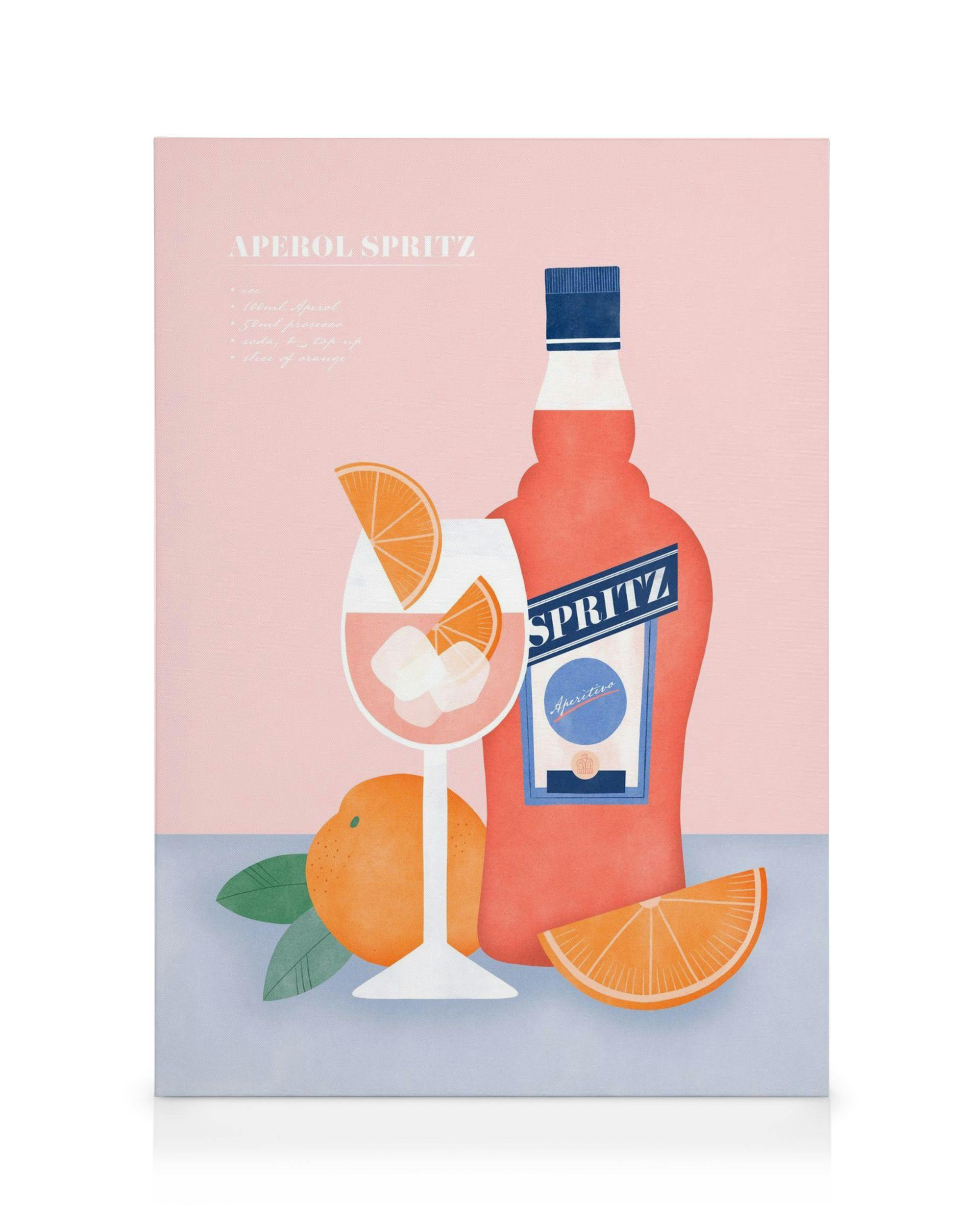 Canvas Prints Aperol Spritz Illustration Canvas print (30x40 cm - Oak Frame)