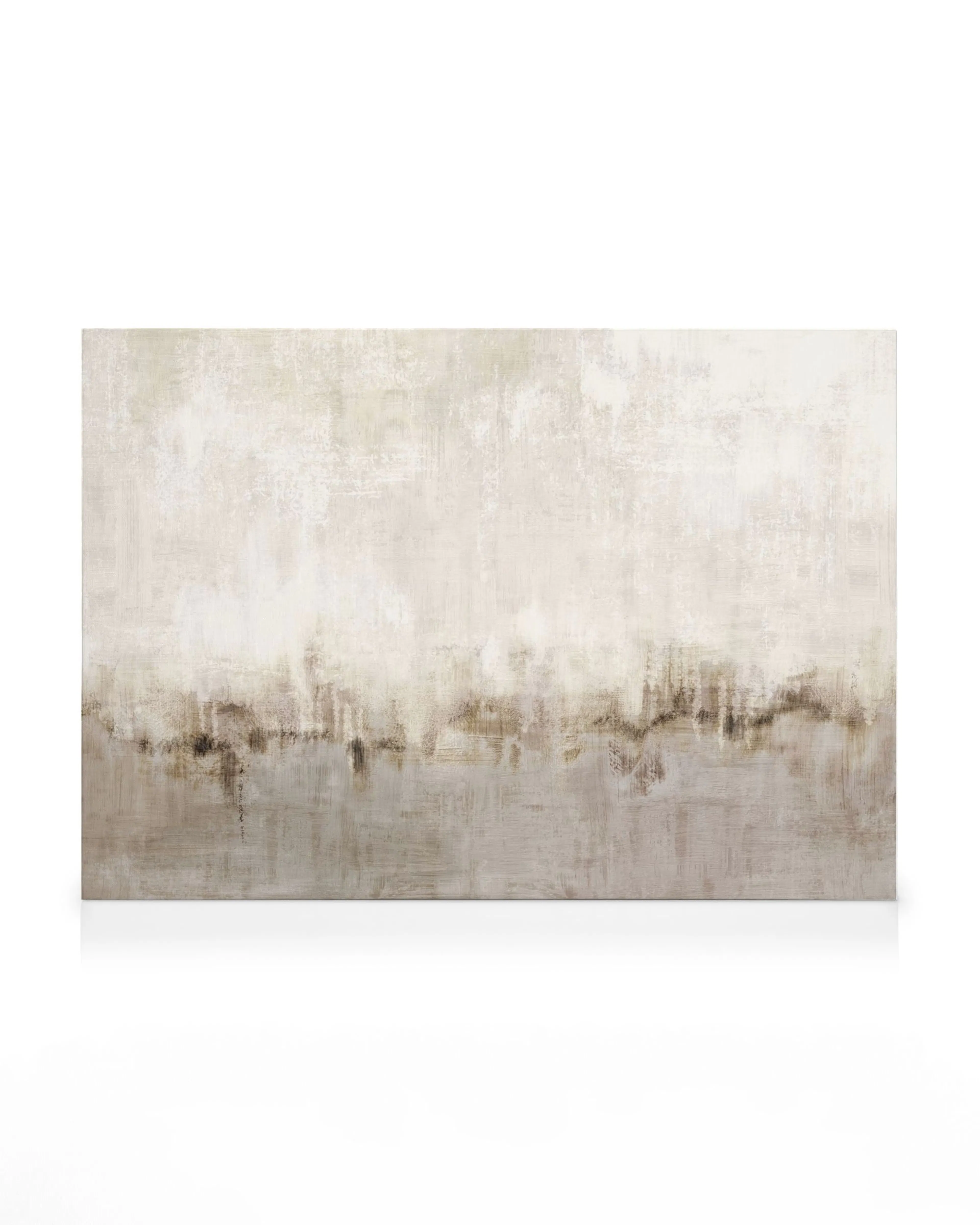 Abstract Scenery No1 canvas print, a speckled fluid painting in shades of brown and beige, creating a modern abstract landscape.
