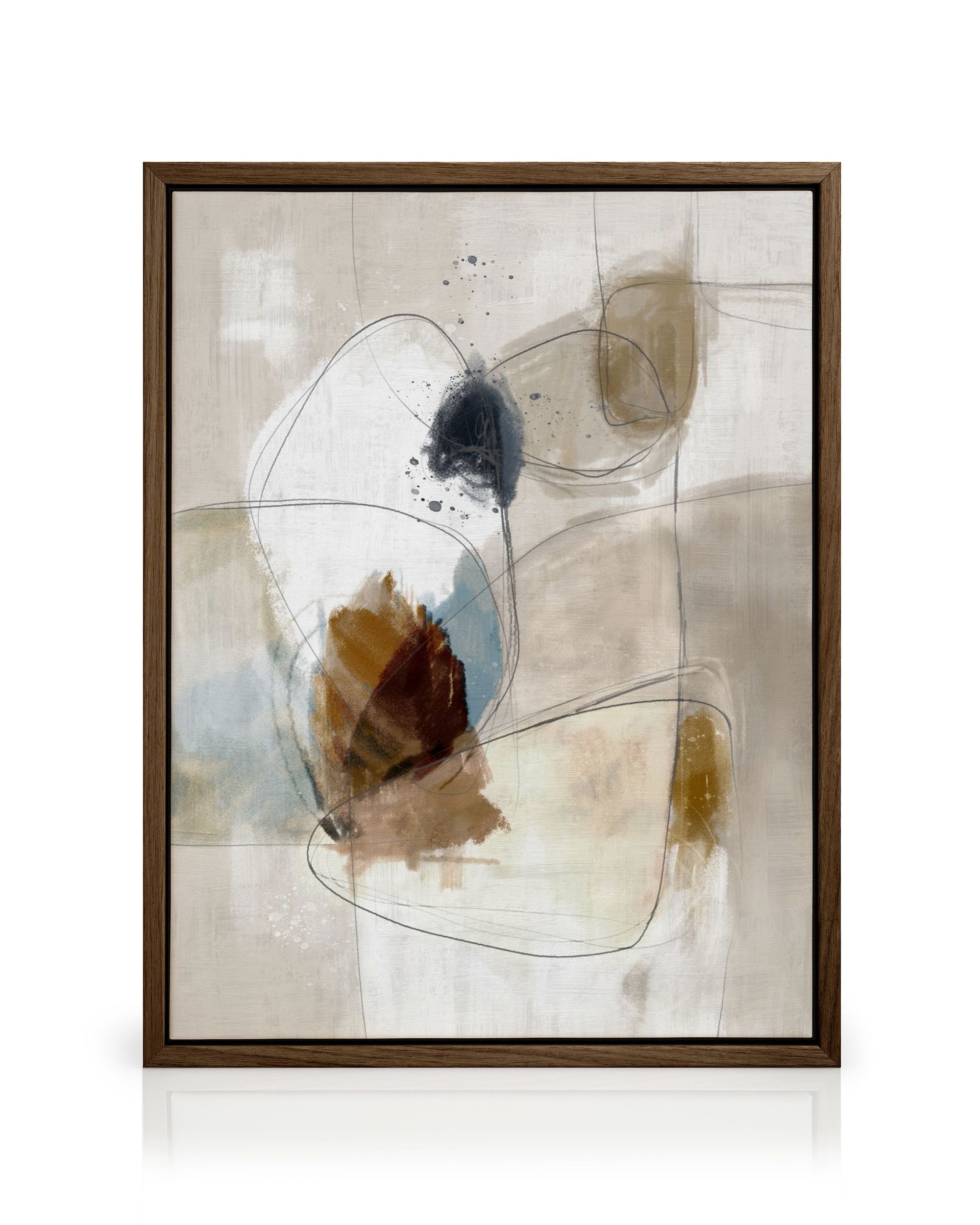 Stampa Su Tela Astratta Moderna, Quadro Marrone E Grigio, Formato 31x20cm, Pronta Da Appendere Per Soggiorno O Ufficio