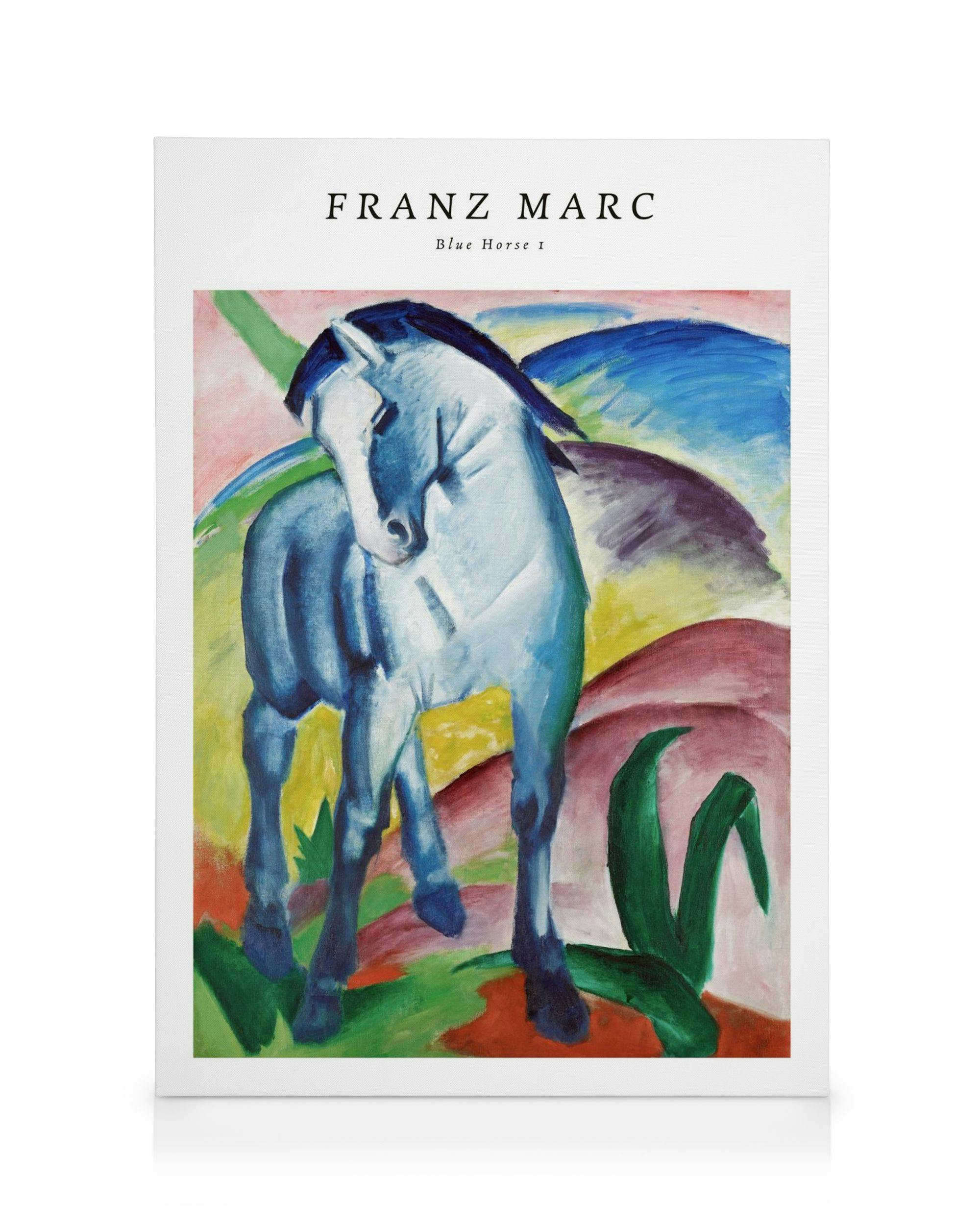 Canvas Prints Franz Marc - Blue Horse 1 Canvas print (50x70 cm - Dark Oak Frame)