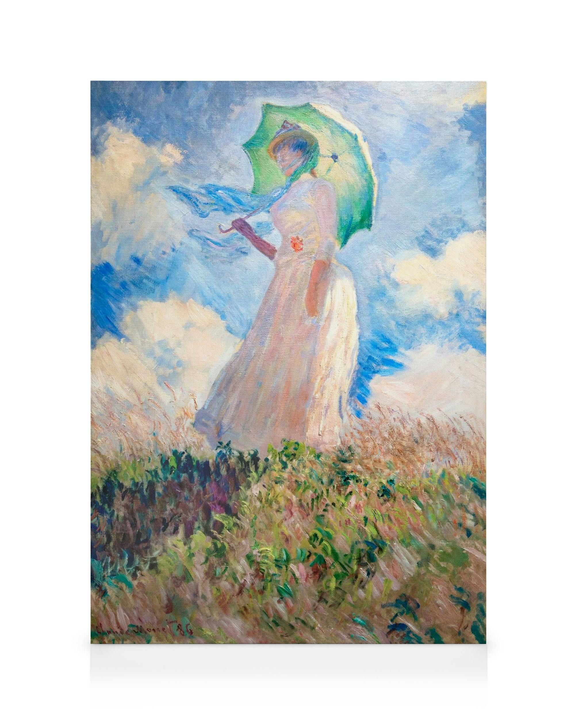 Canvas Prints Monet - Woman with a Parasol, facing left Canvas print (30x40 cm - Black Frame)