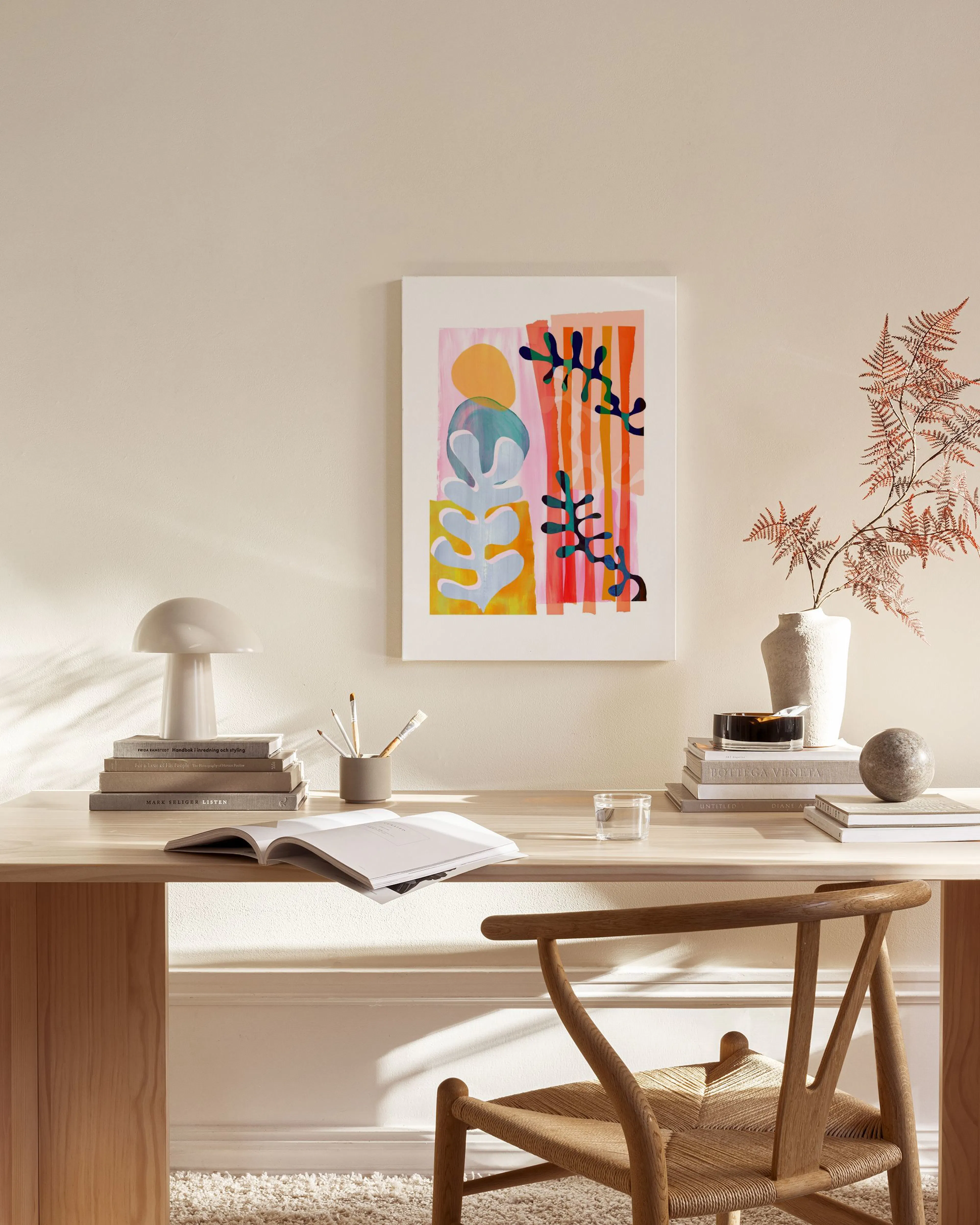 Tranh Graphic Colourful Abstract Seaweed Leaf Canvas print