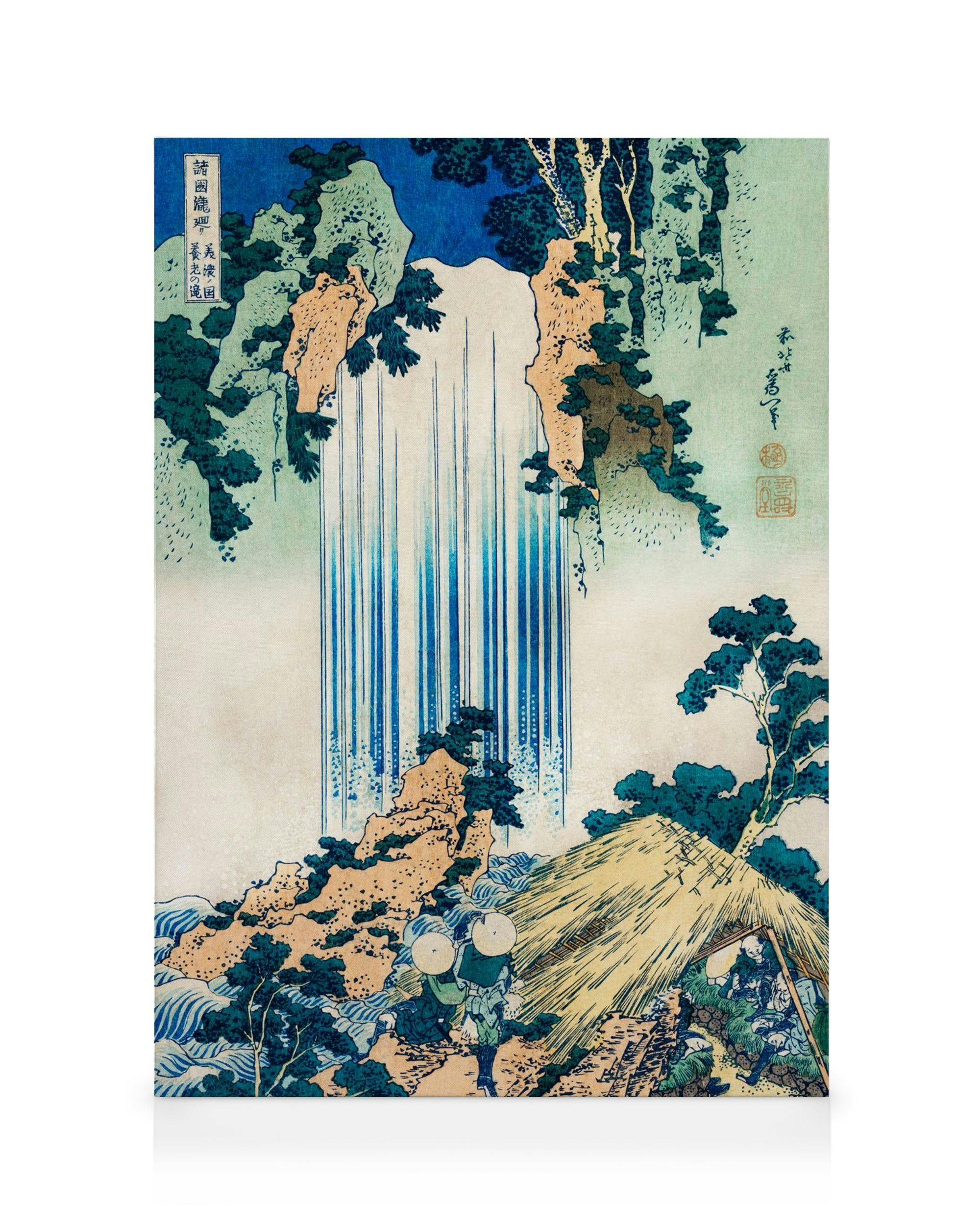 Canvas Prints Hokusai - Yoro Waterfall in Mino Province Canvas print (50x70 cm - Oak Frame)