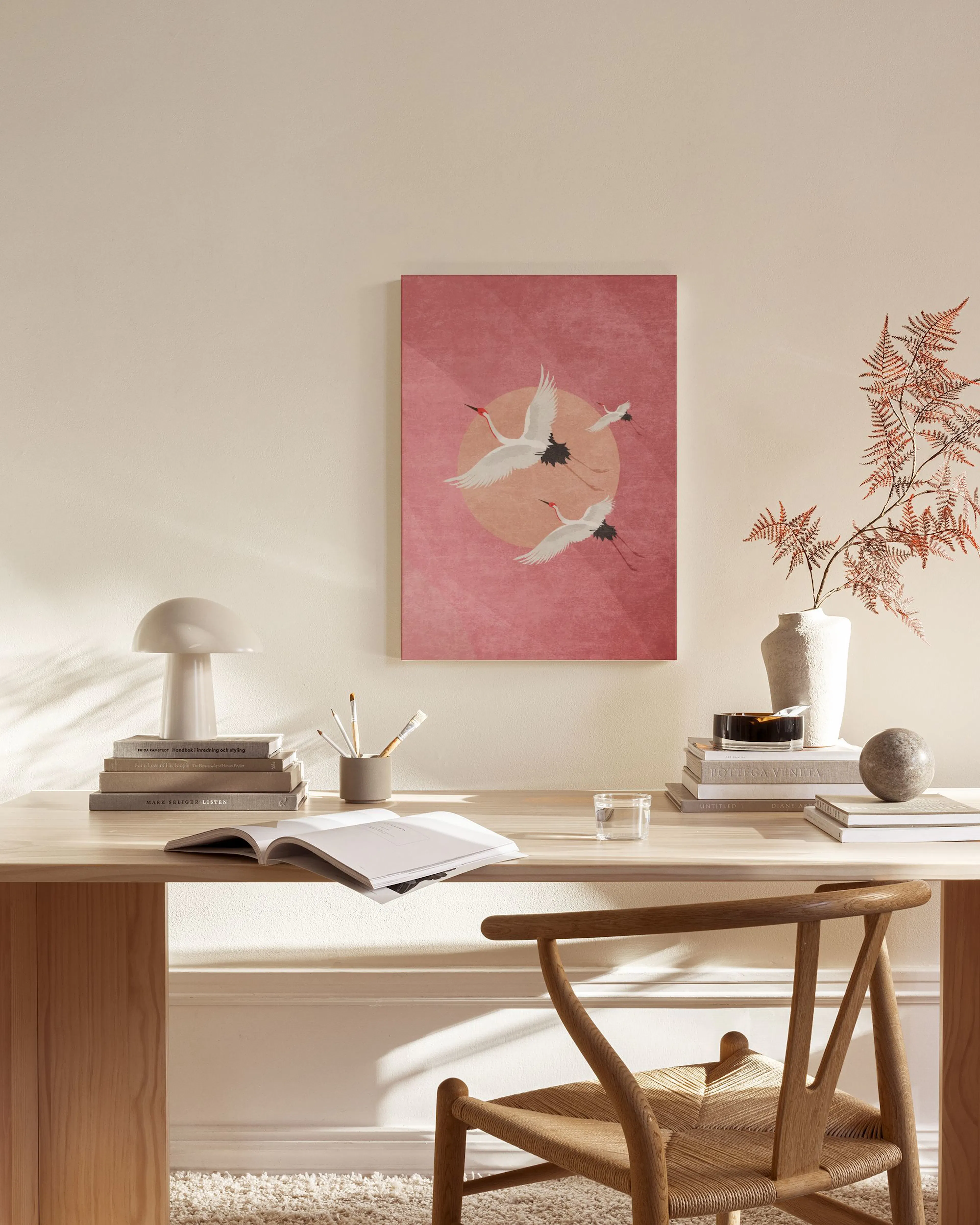Tranh Illustrations Flying Cranes Canvas print