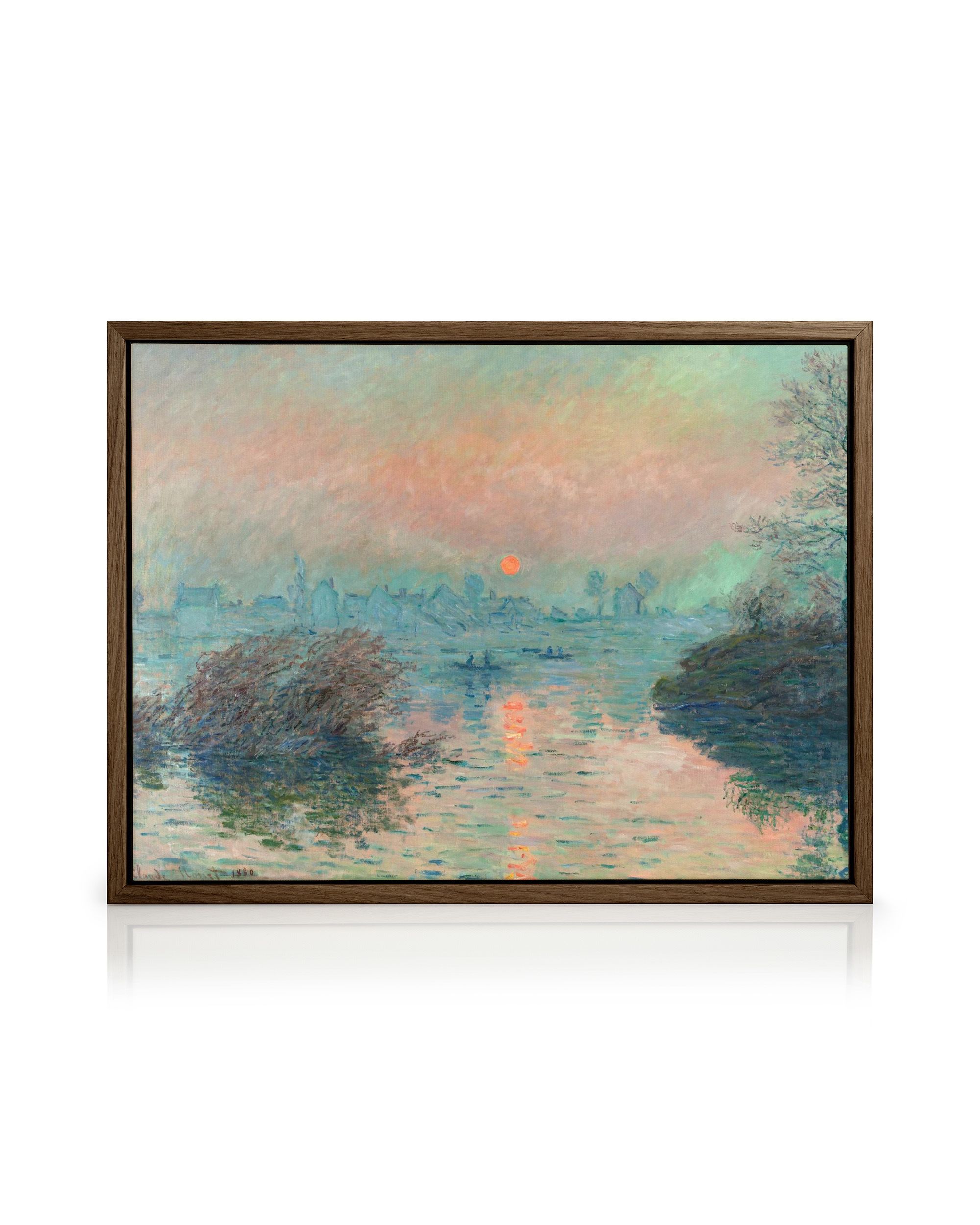 Monet - Sunset on the Seine at Lavacourt, Winter Effect Canvas
