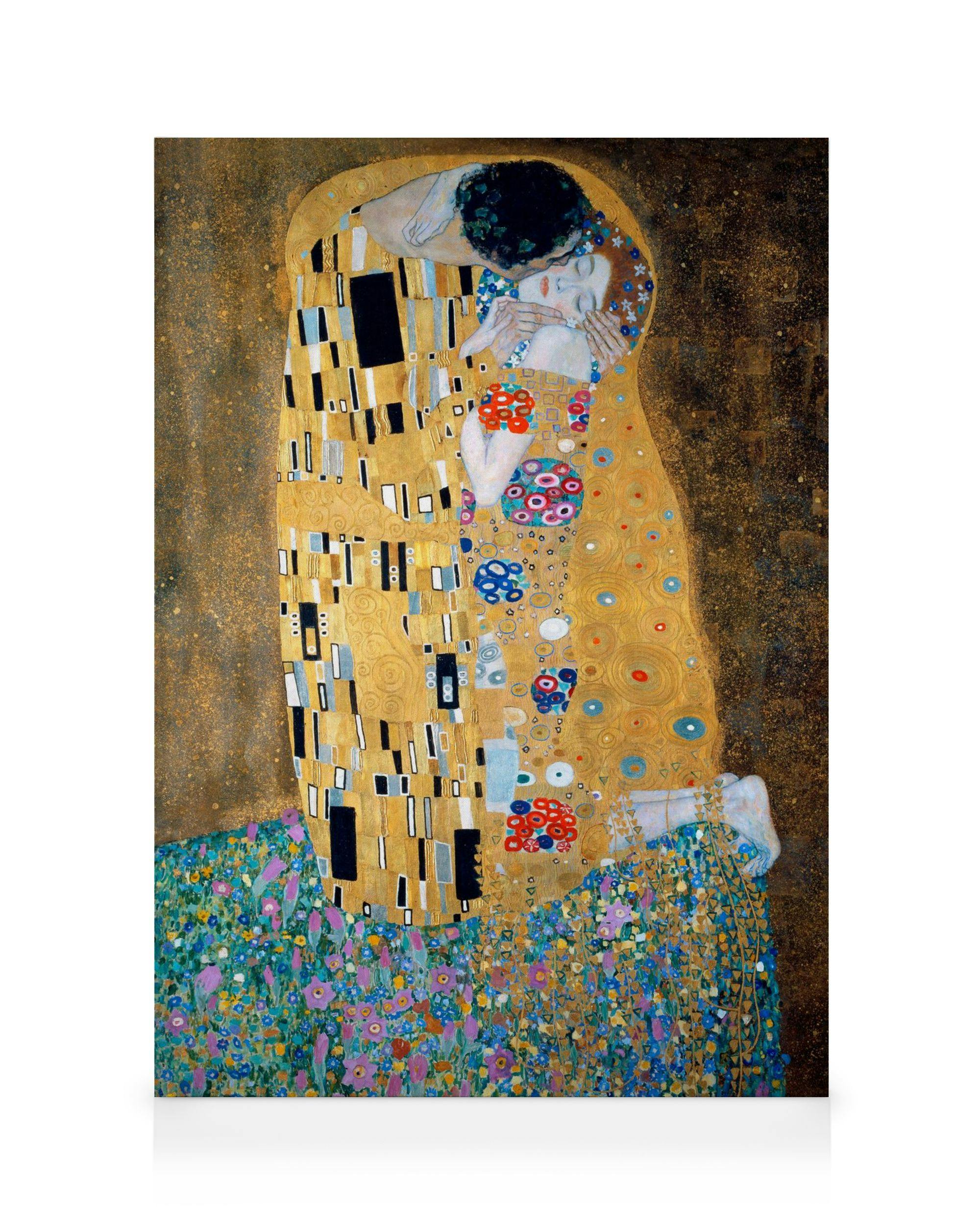 Gustav Klimt - The Kiss Stampa su Tela (70x100 cm - Cornice in rovere)-Stampe su tela
