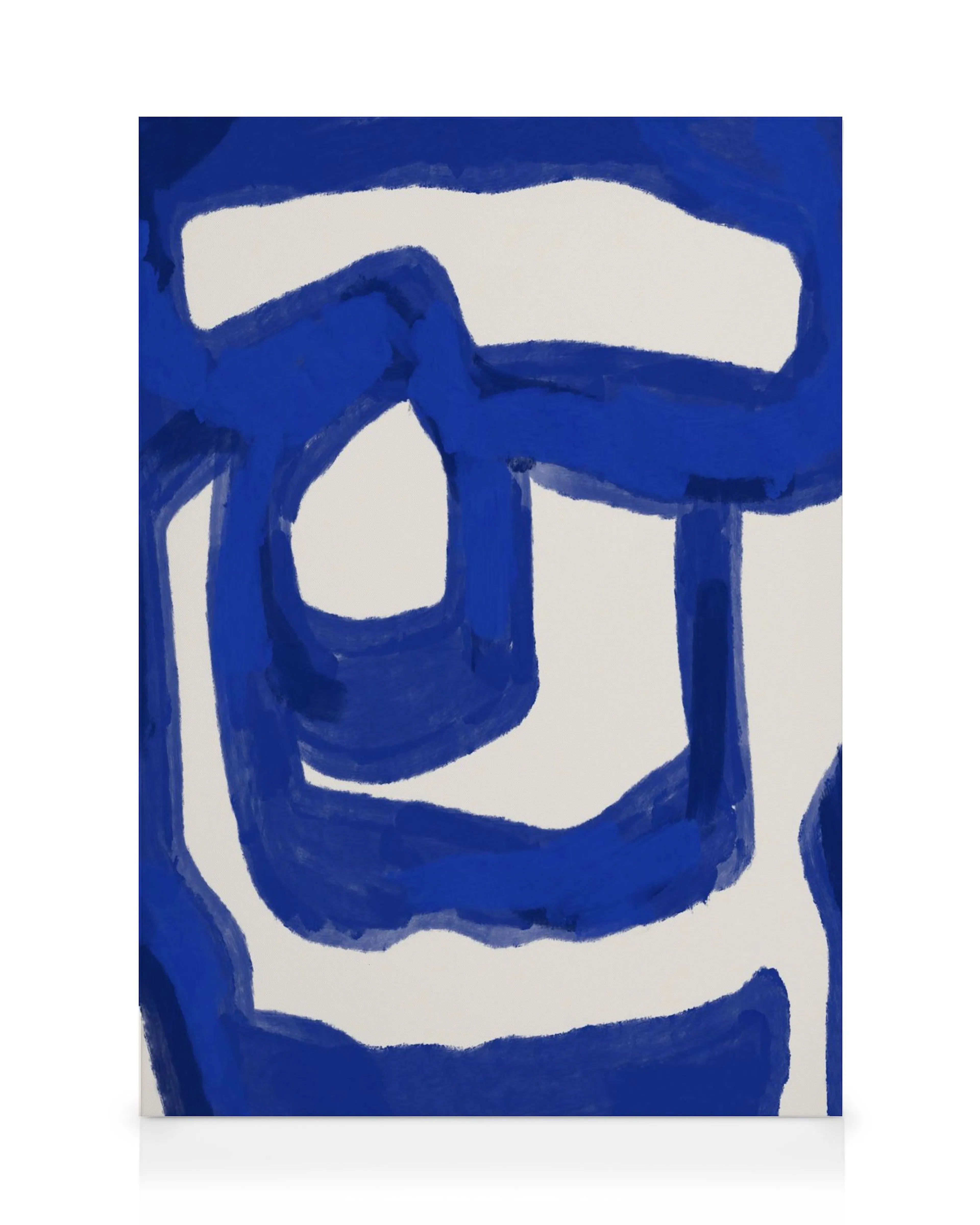 Un Po Di Blu No2 canvas print, blue abstract art with thick, irregular lines and curves on a white background.