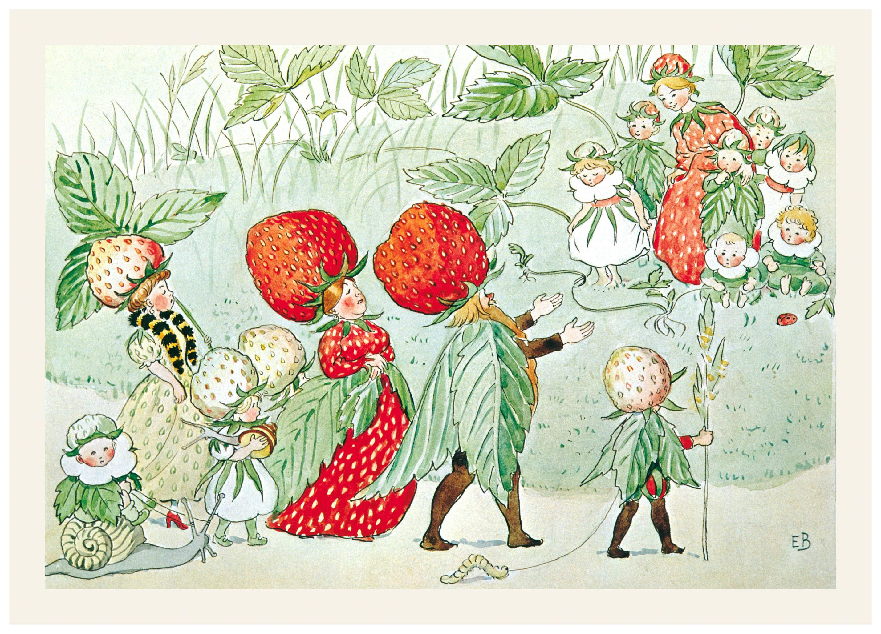 Elsa Beskow - The Strawberry Family Poster (21x30 cm)