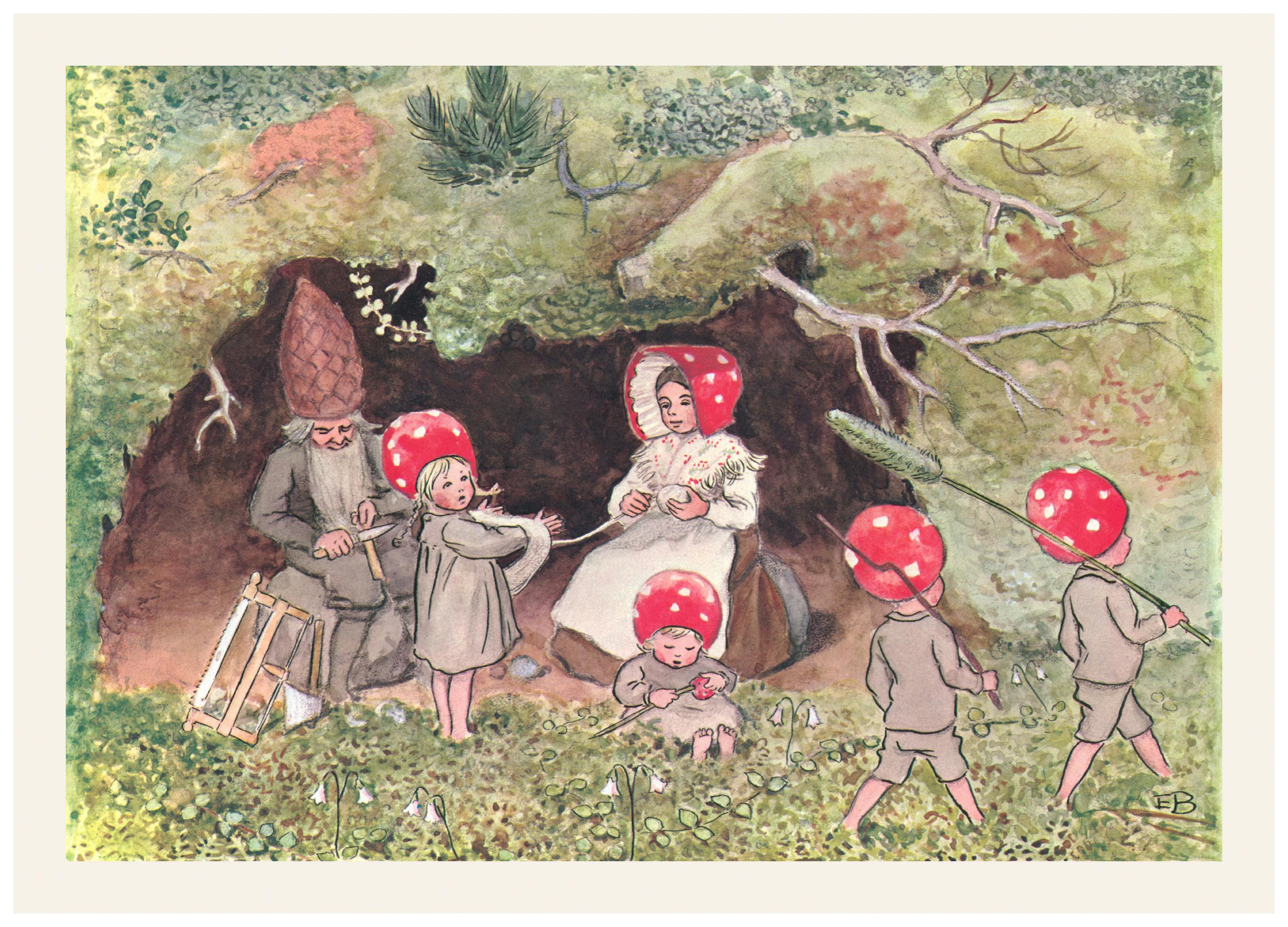 Prints - Elsa Beskow - Children of the Forest No1 Print (50x70 cm) - Elsa Beskow illustrations