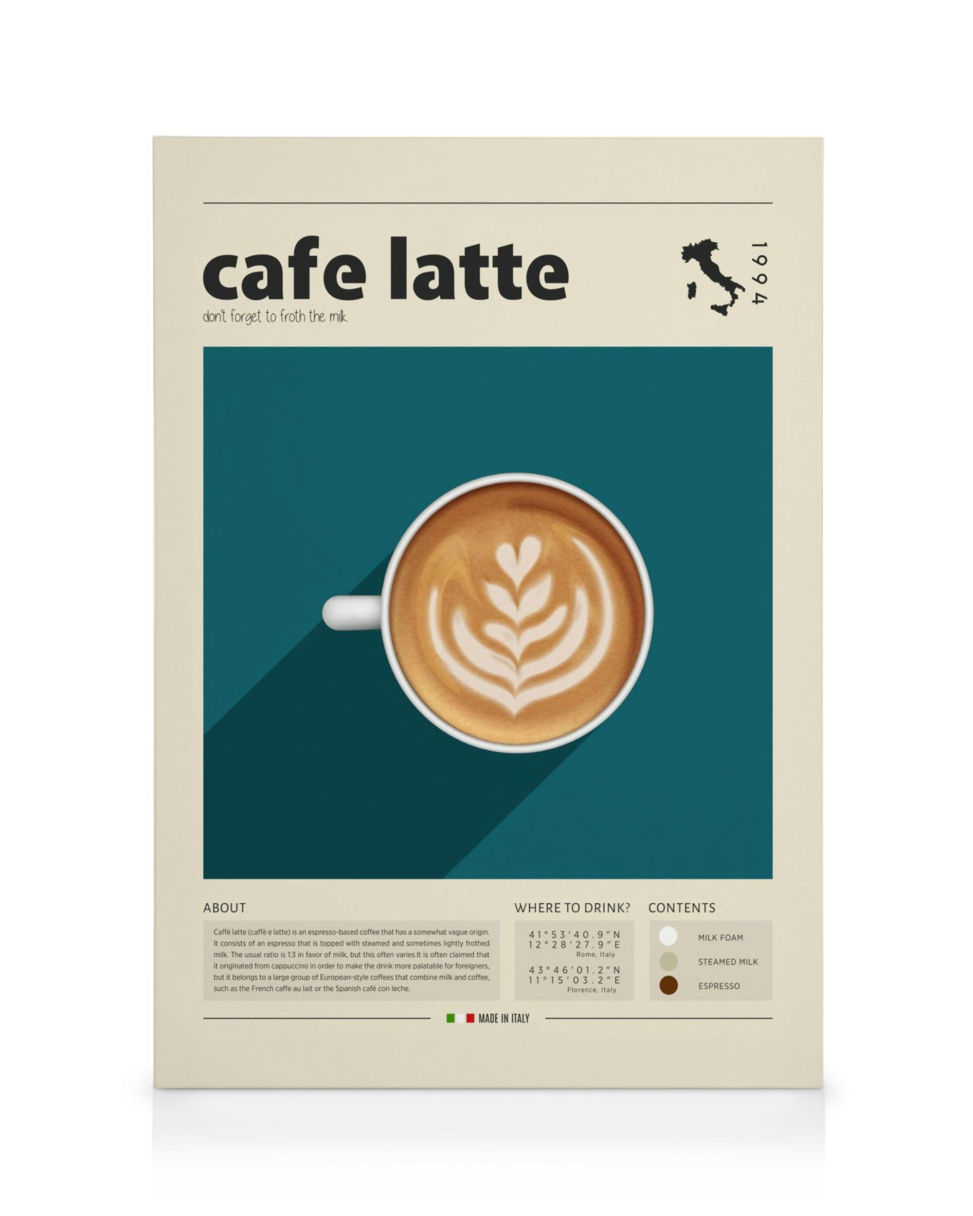 Obrazy na płótnie Cup of Cafe Latte Obraz na płótnie (70x100 cm - Czarna ramka)