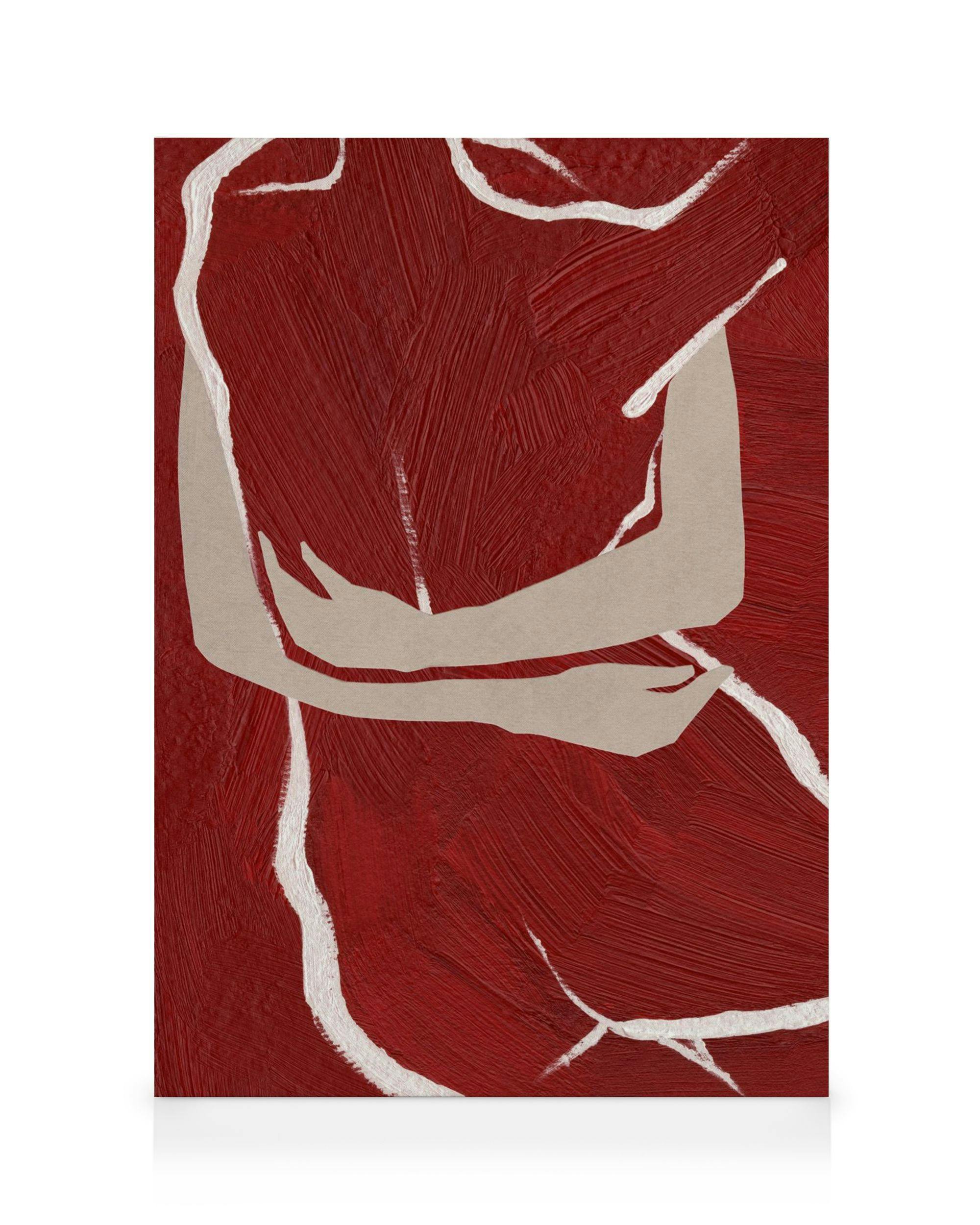 Αφηρημένη τέχνη με αγκαλιά σε κόκκινο φόντο, The Hug καμβάς.