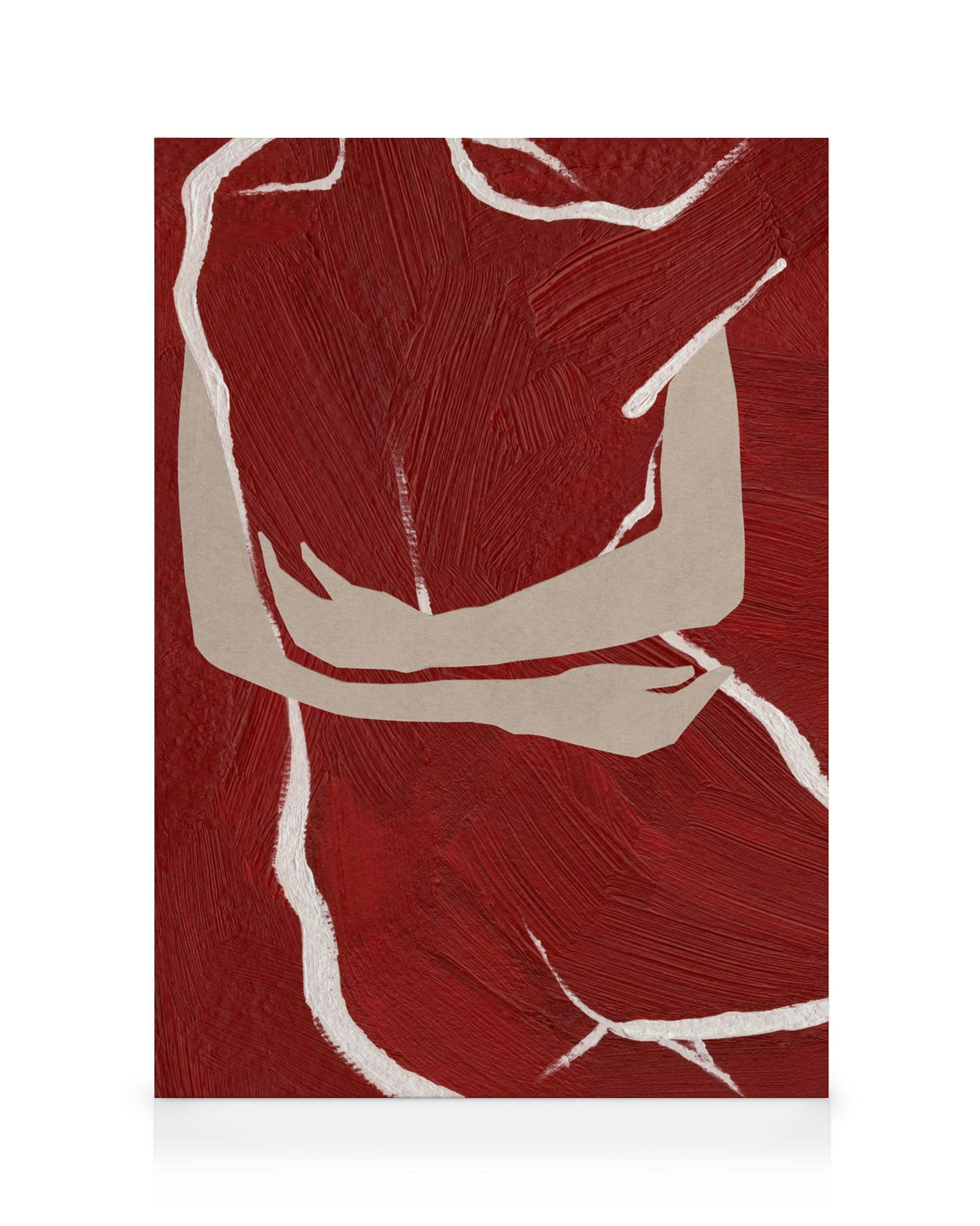 Αφηρημένη τέχνη με αγκαλιά σε κόκκινο φόντο, The Hug καμβάς.