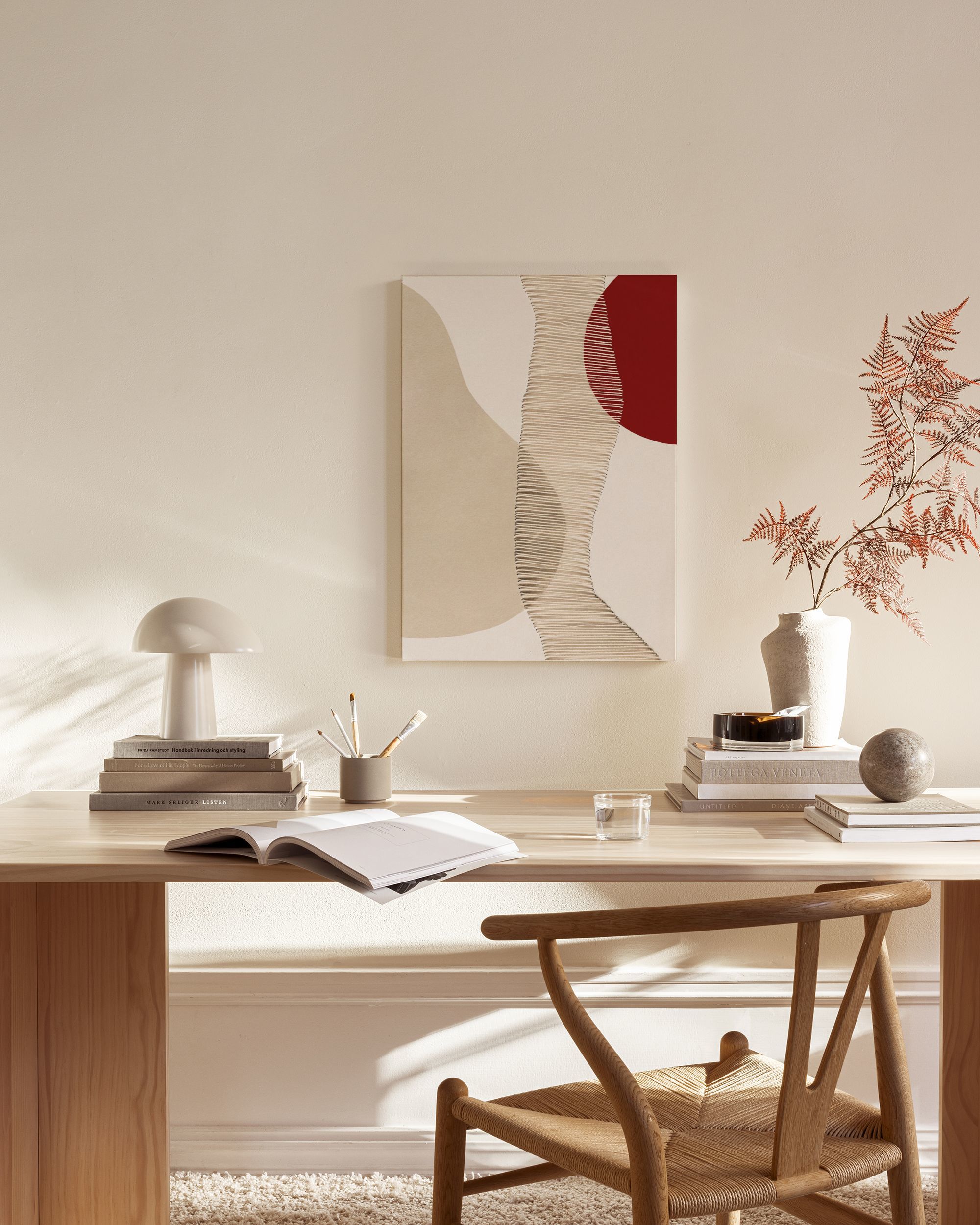 Red and Beige Abstract Canvas Print – Modern Wall Art | Desenio UK