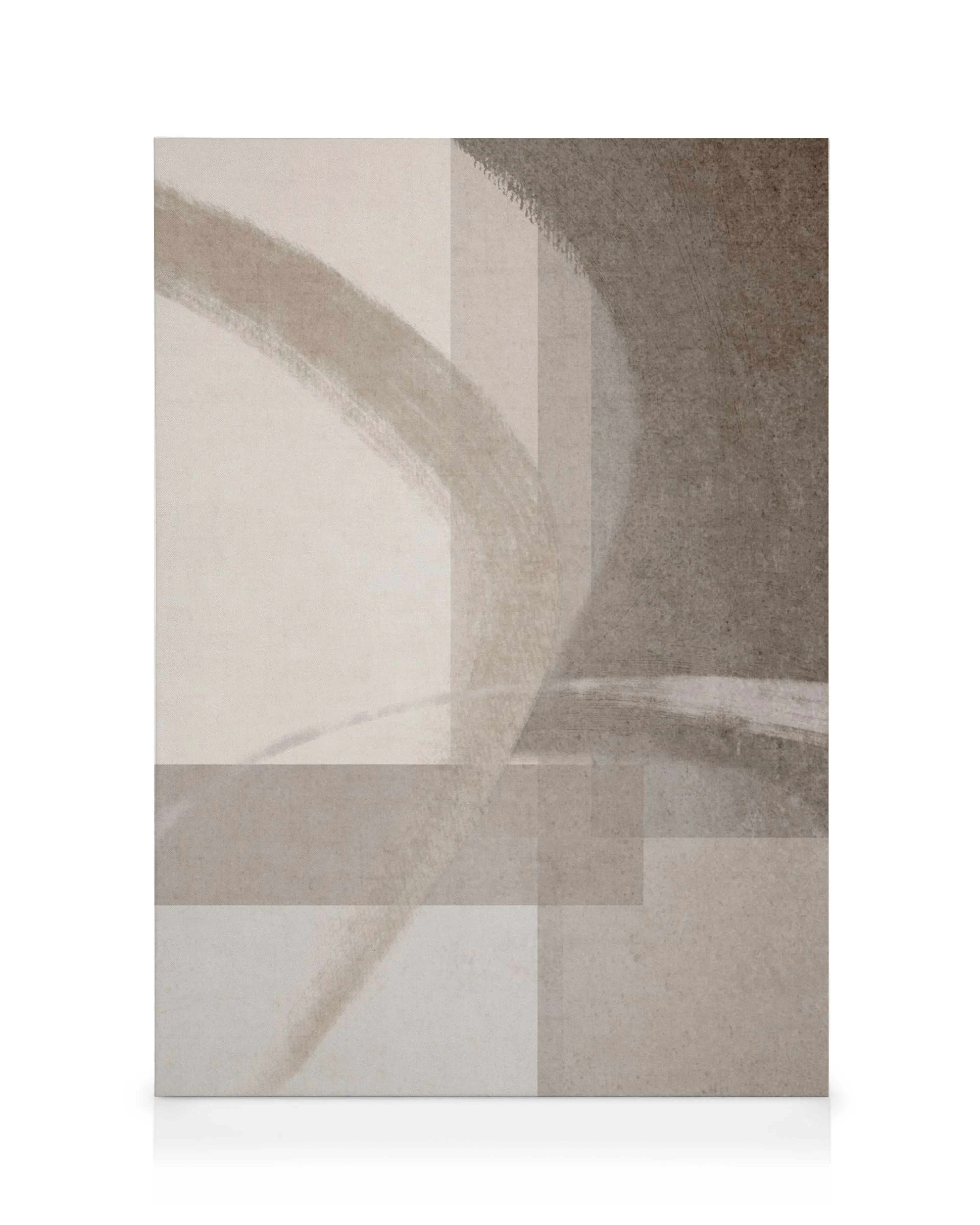 Beige Palette No1 Leinwand, abstrakte Leinwandkunst mit beigen und braunen Pinselstrichen und geometrischen Formen.