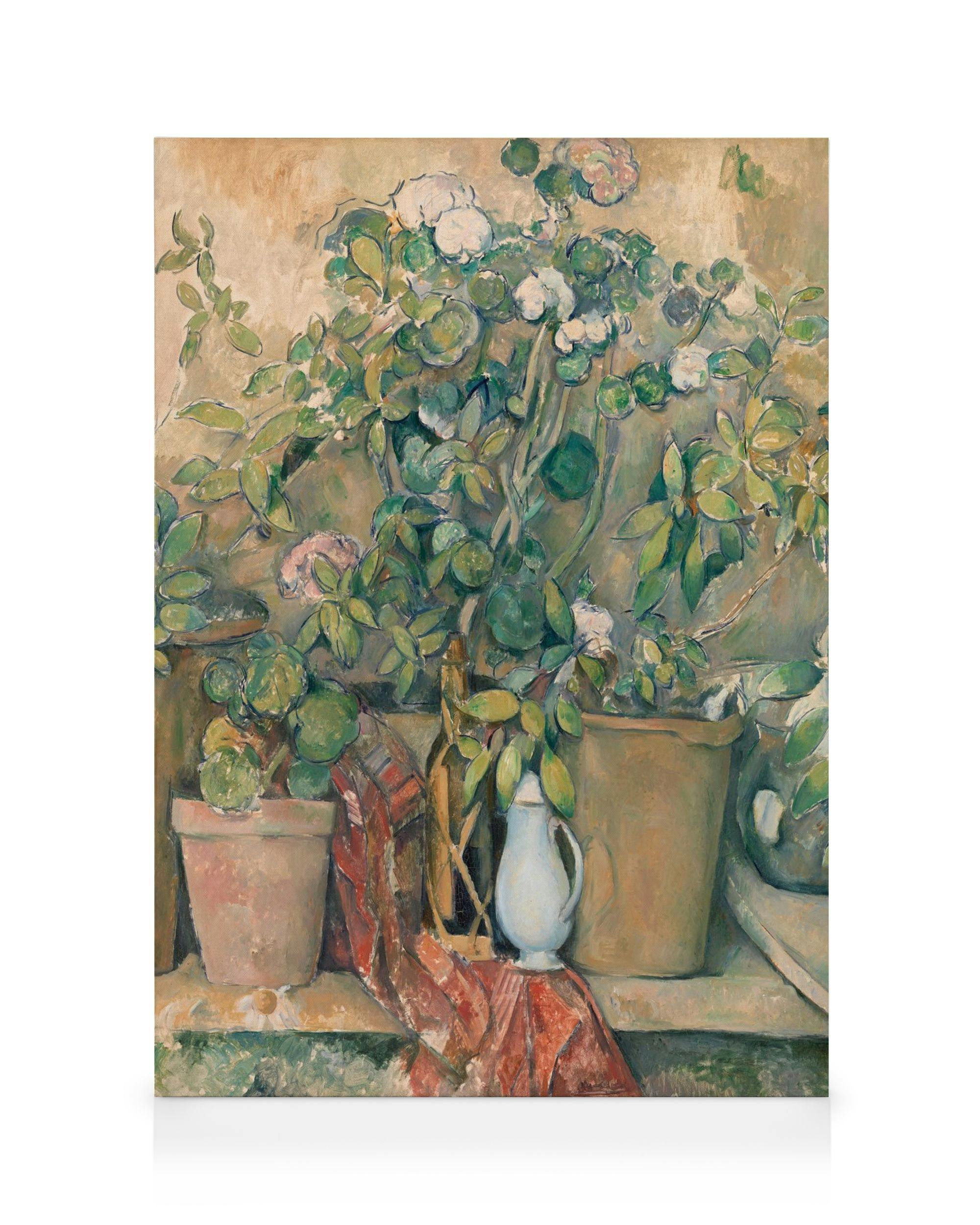 Canvas Prints Paul Cézanne - Terracotta Pots and Flowers Canvas print (30x40 cm - Oak Frame)