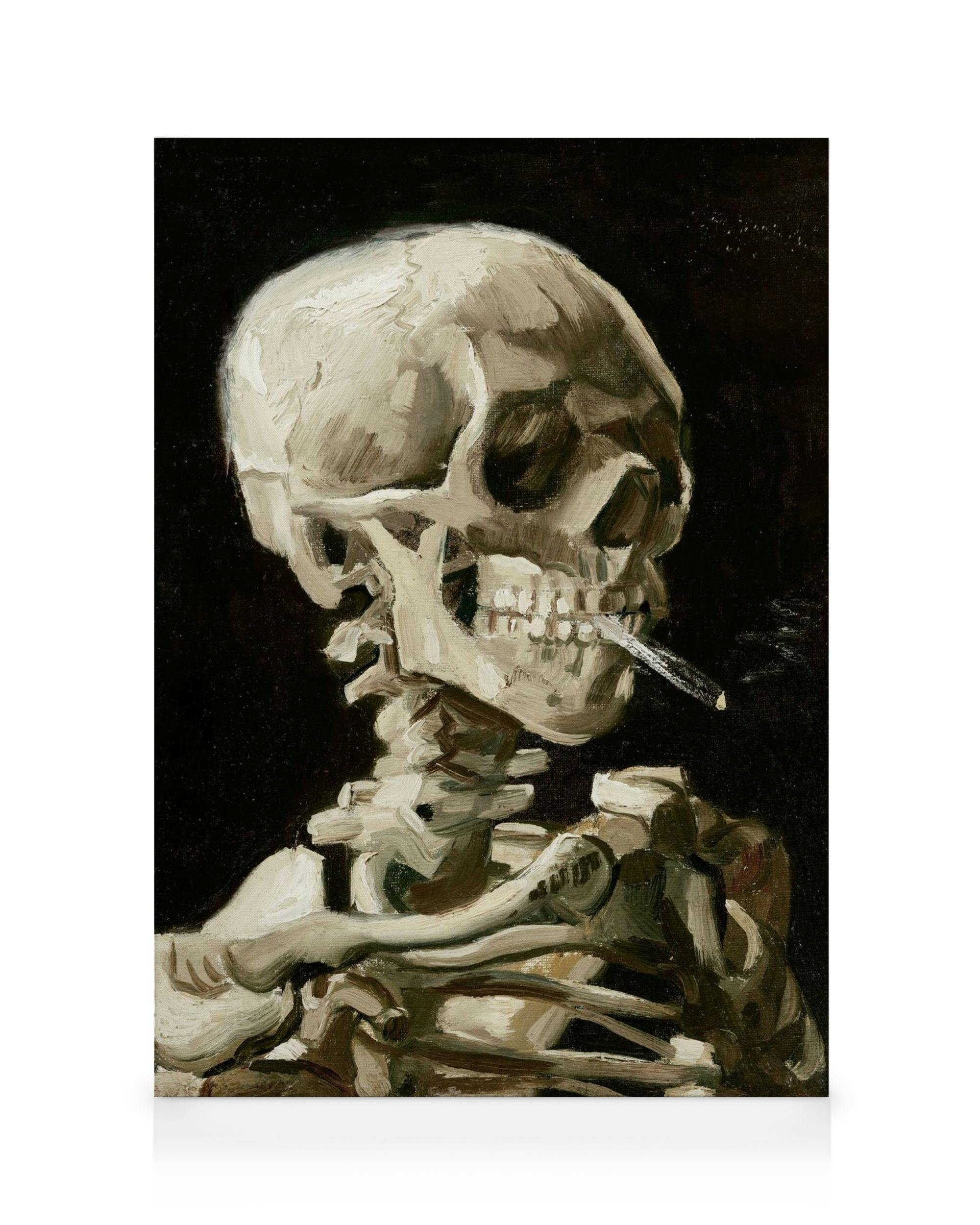 Canvas Prints Van Gogh - Head of a Skeleton With a Burning Cigarette Canvas print (50x70 cm - Black Frame)