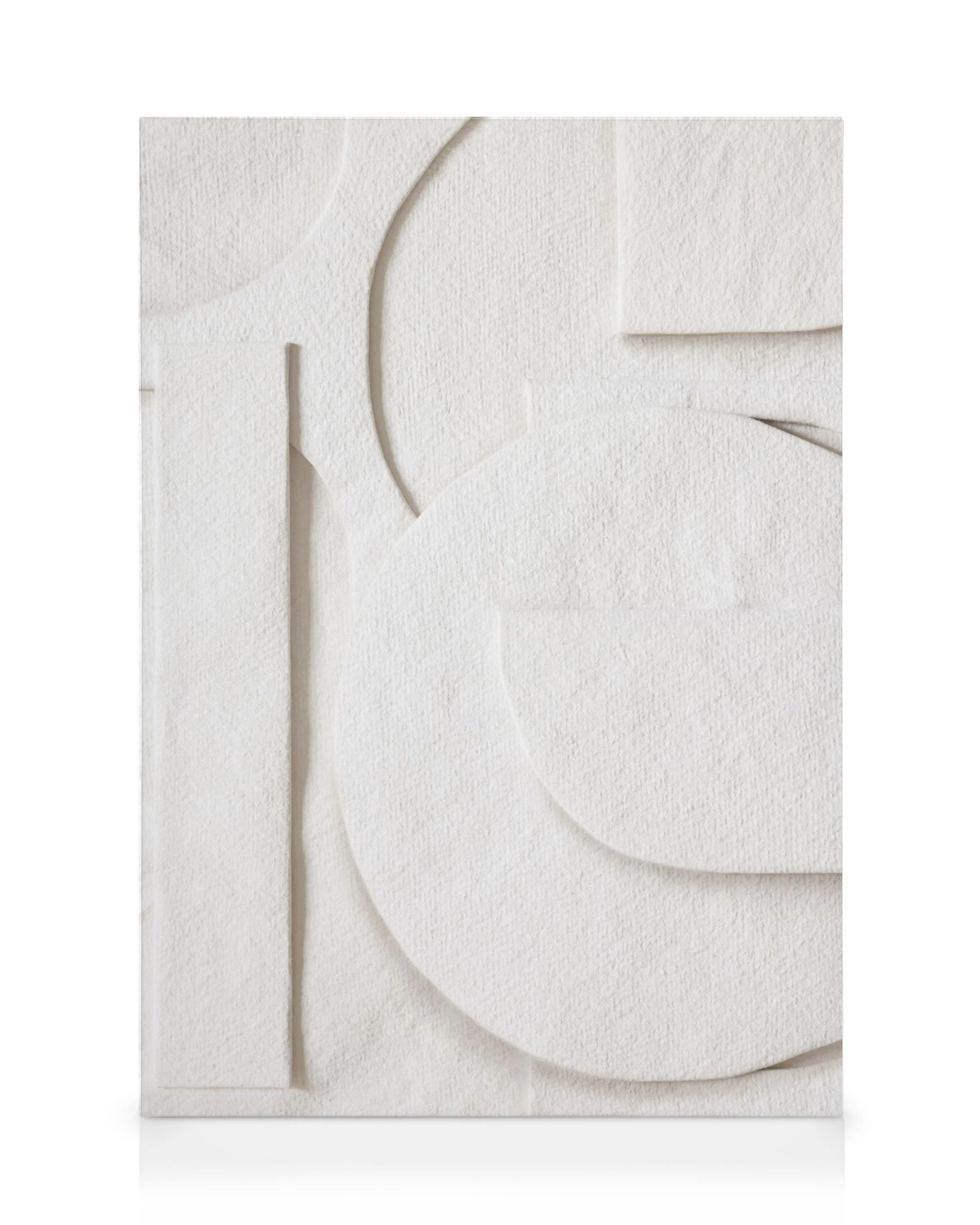 Paper Cut-Outs Canvastavla, vit 3D-effekt, skulpterad design med geometriska former och textur i relief.