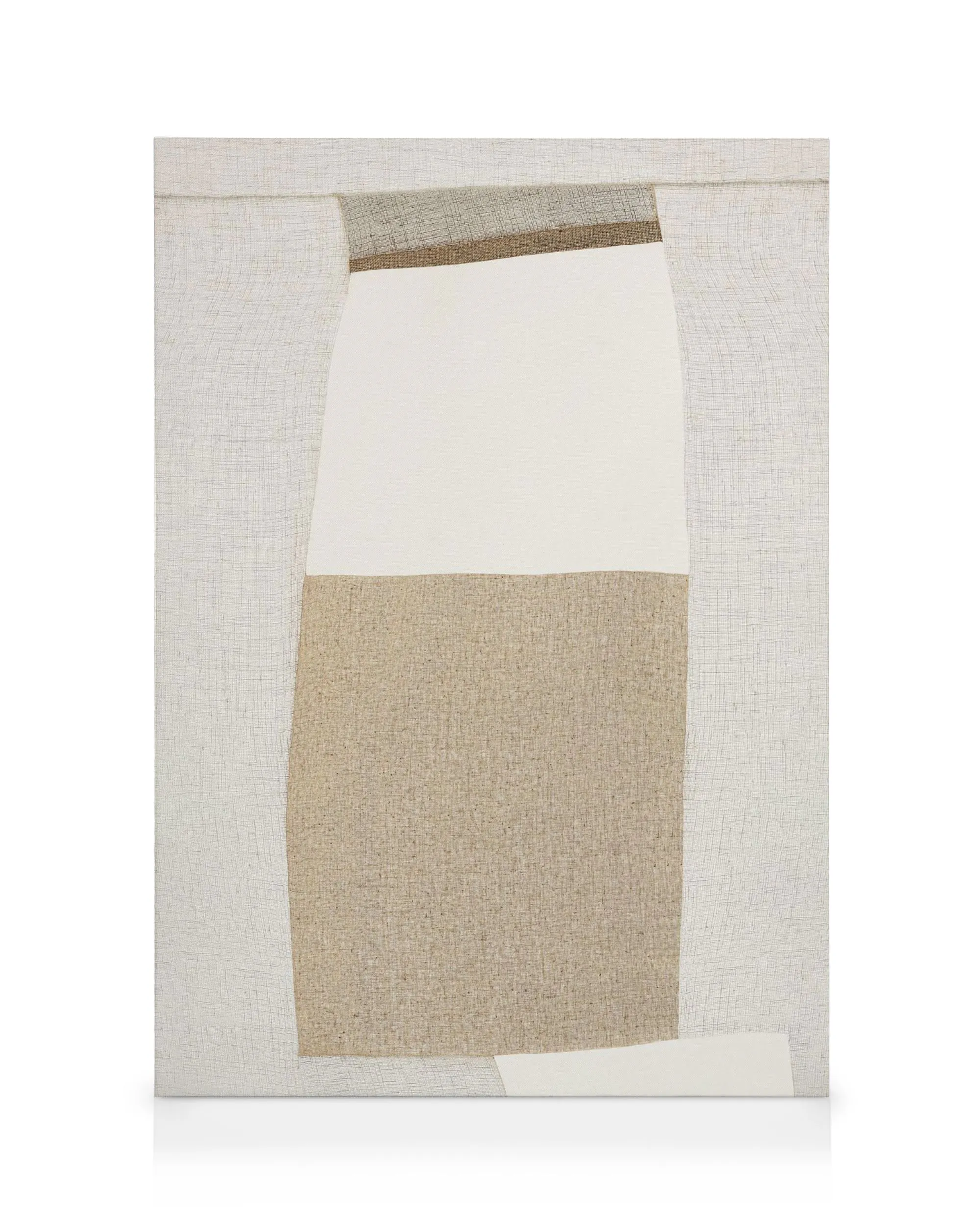 Textile Patchwork No1 canvas print, featuring a neutral colour block design with textured fabric elements.