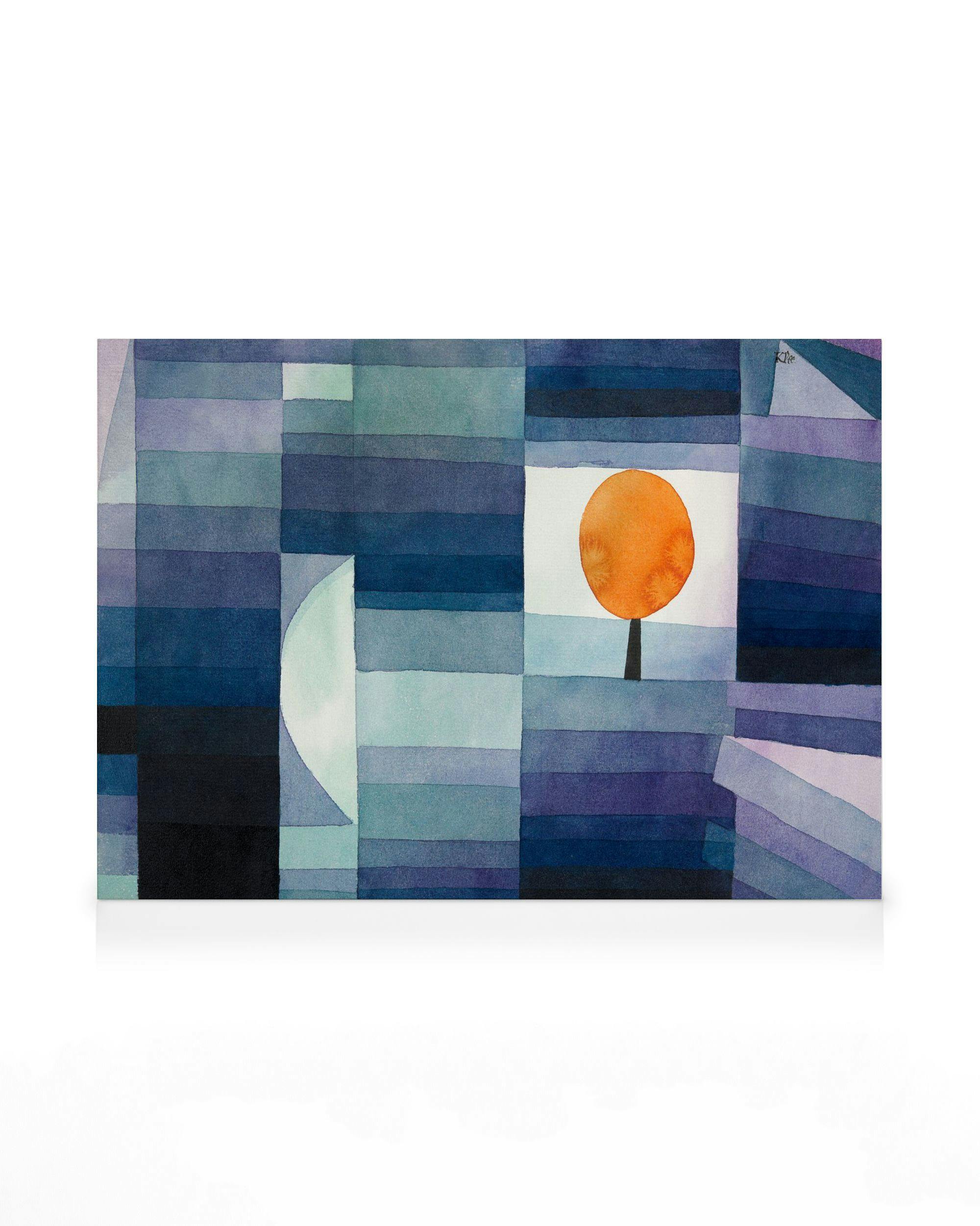 Πίνακας Paul Klee The Harbinger of Autumn, γεωμετρική τέχνη, μπλε και μωβ αποχρώσεις, πορτοκαλί δέντρο