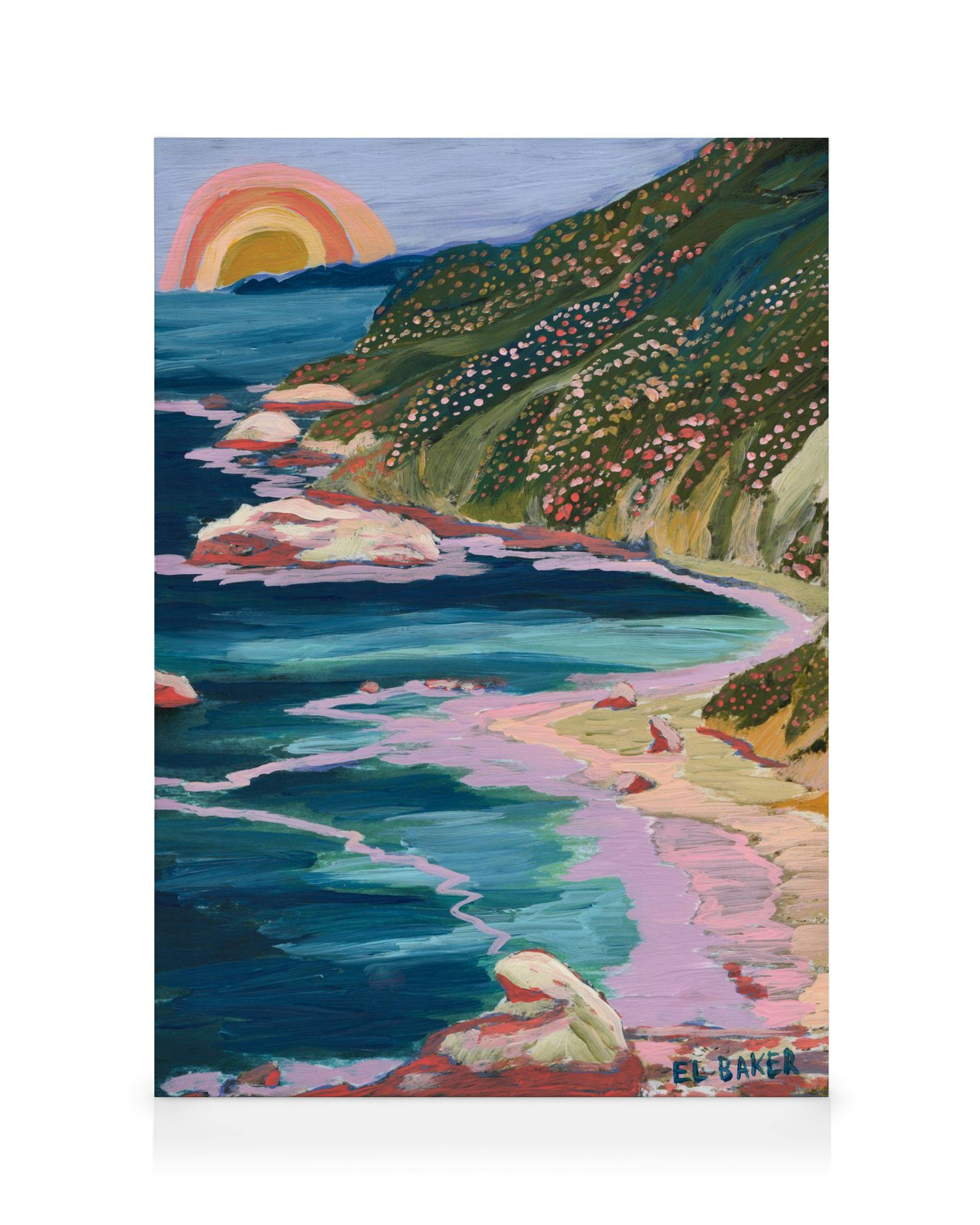 Canvas Prints Eleanor Baker - Big Sur Postcard Canvas print (50x70 cm - Black Frame)