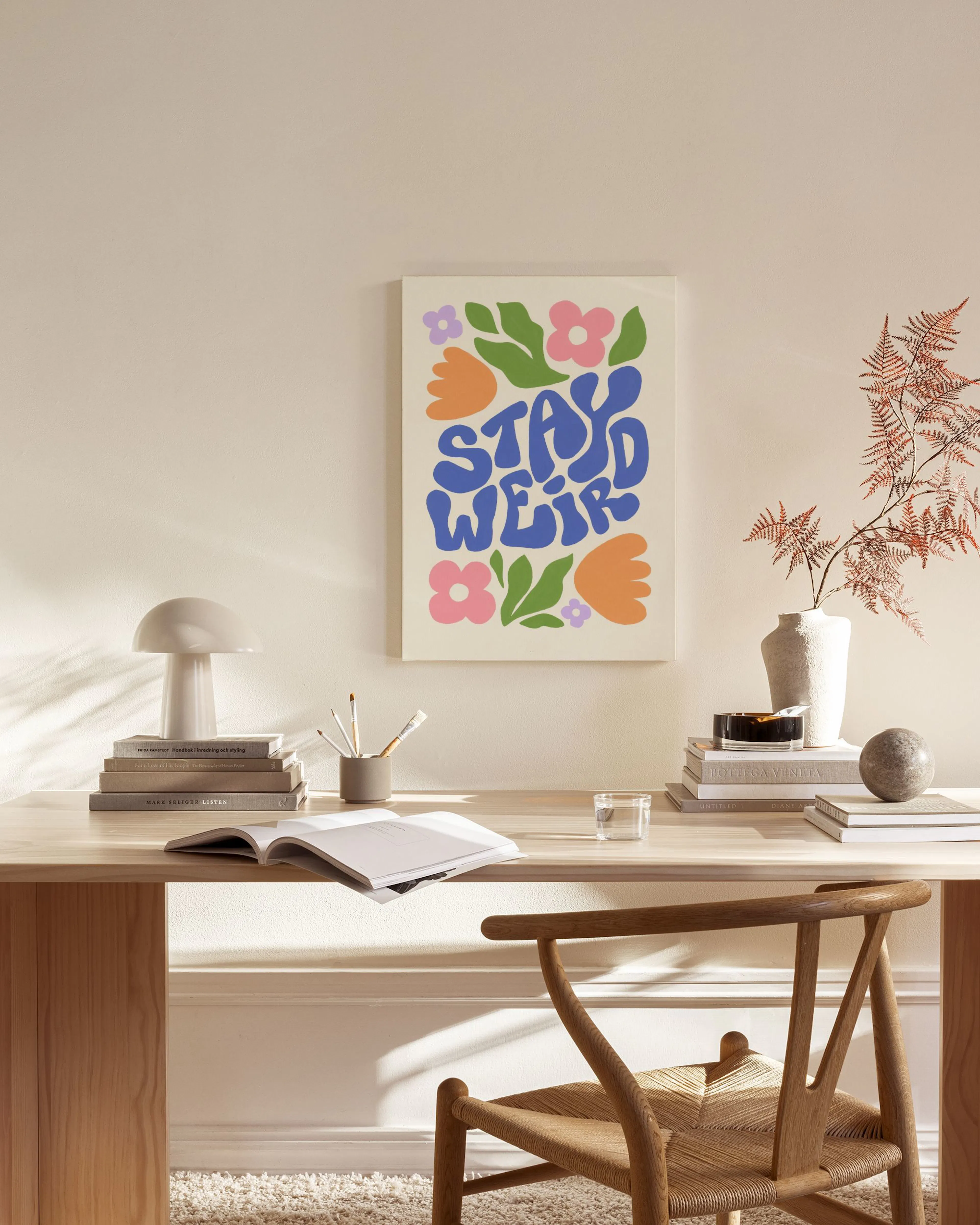 Tranh Graphic Flowers Stay Weird Canvas print