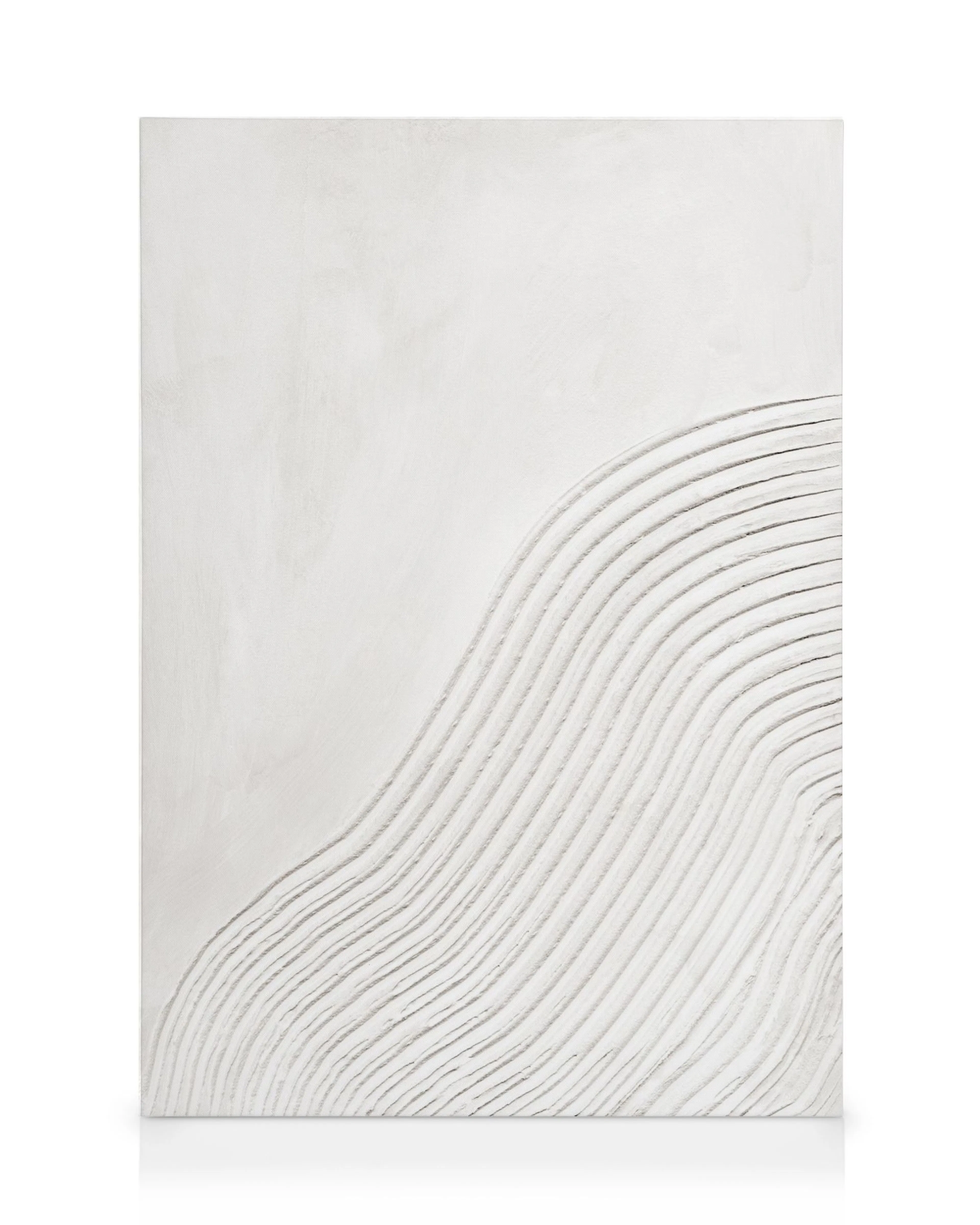 Biały obraz na płótnie z teksturowanymi, falistymi żłobieniami na gładkim tle, Soft Lines Texture No1