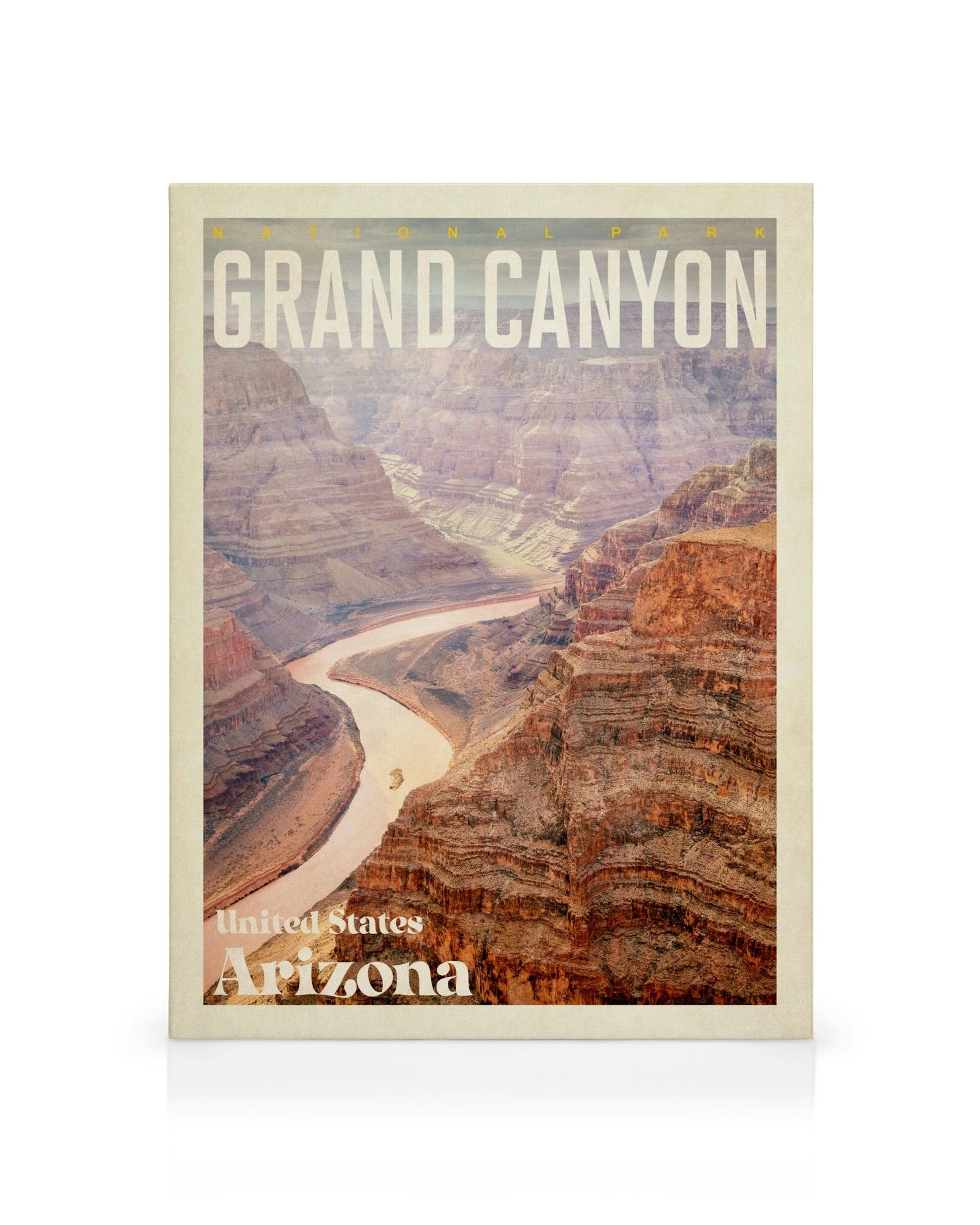 Leinwandbild Grand Canyon mit Colorado River, Arizona, USA, in Vintage-Optik, Nationalpark-Wandkunst